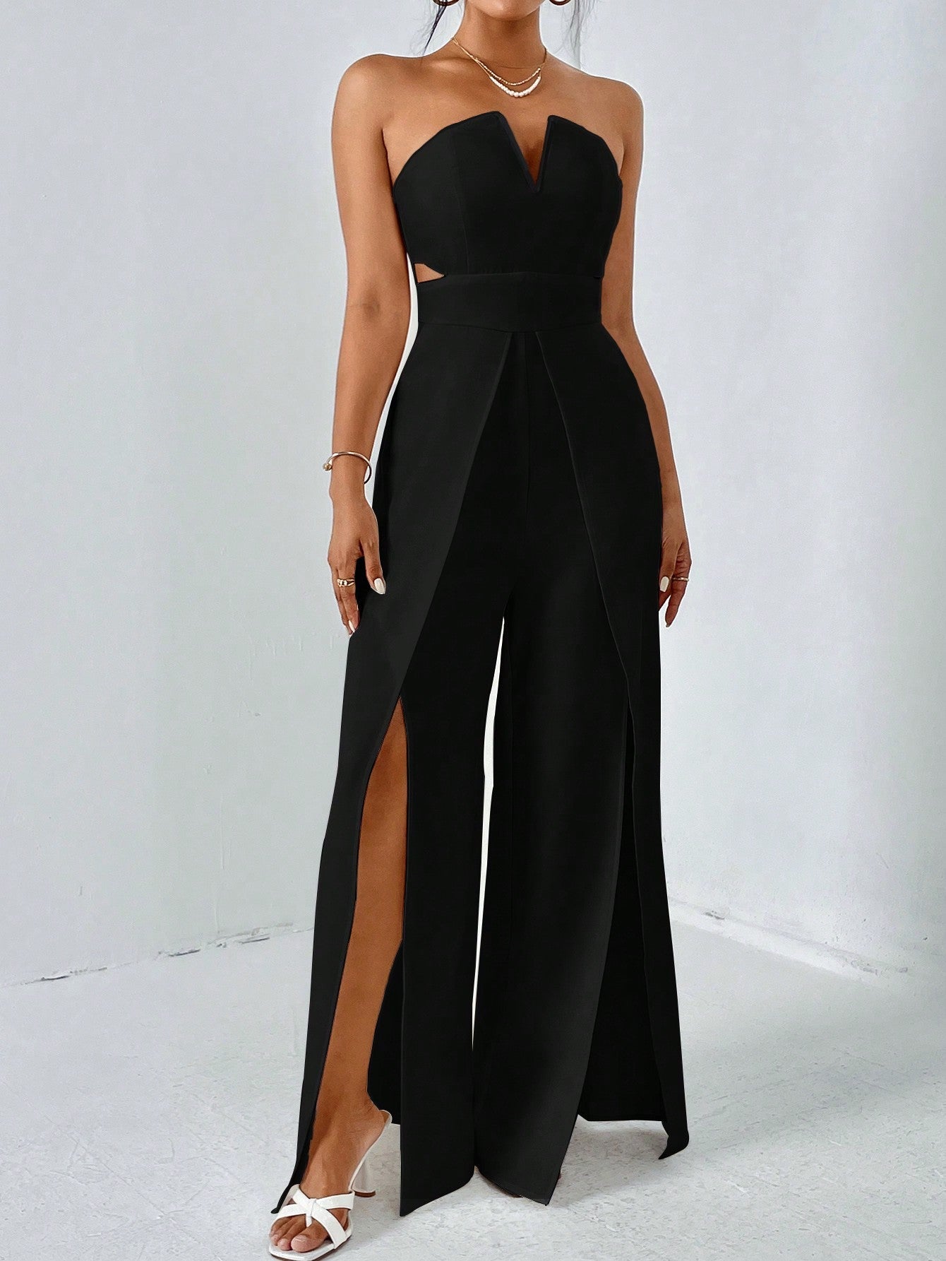 Privé Split Thigh Tube Jumpsuit