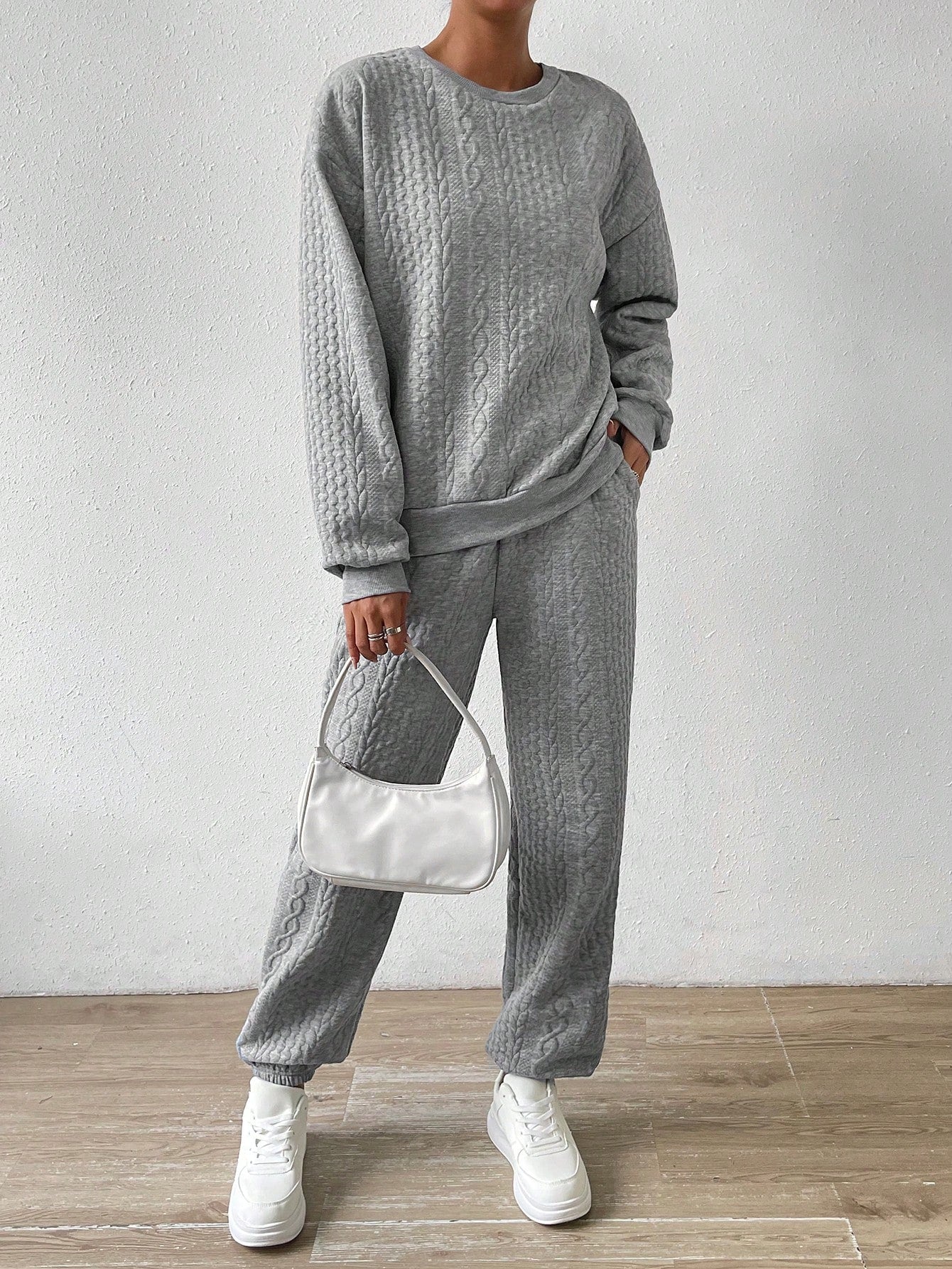 Solid Drop Shoulder Sweatshirt & Sweatpants