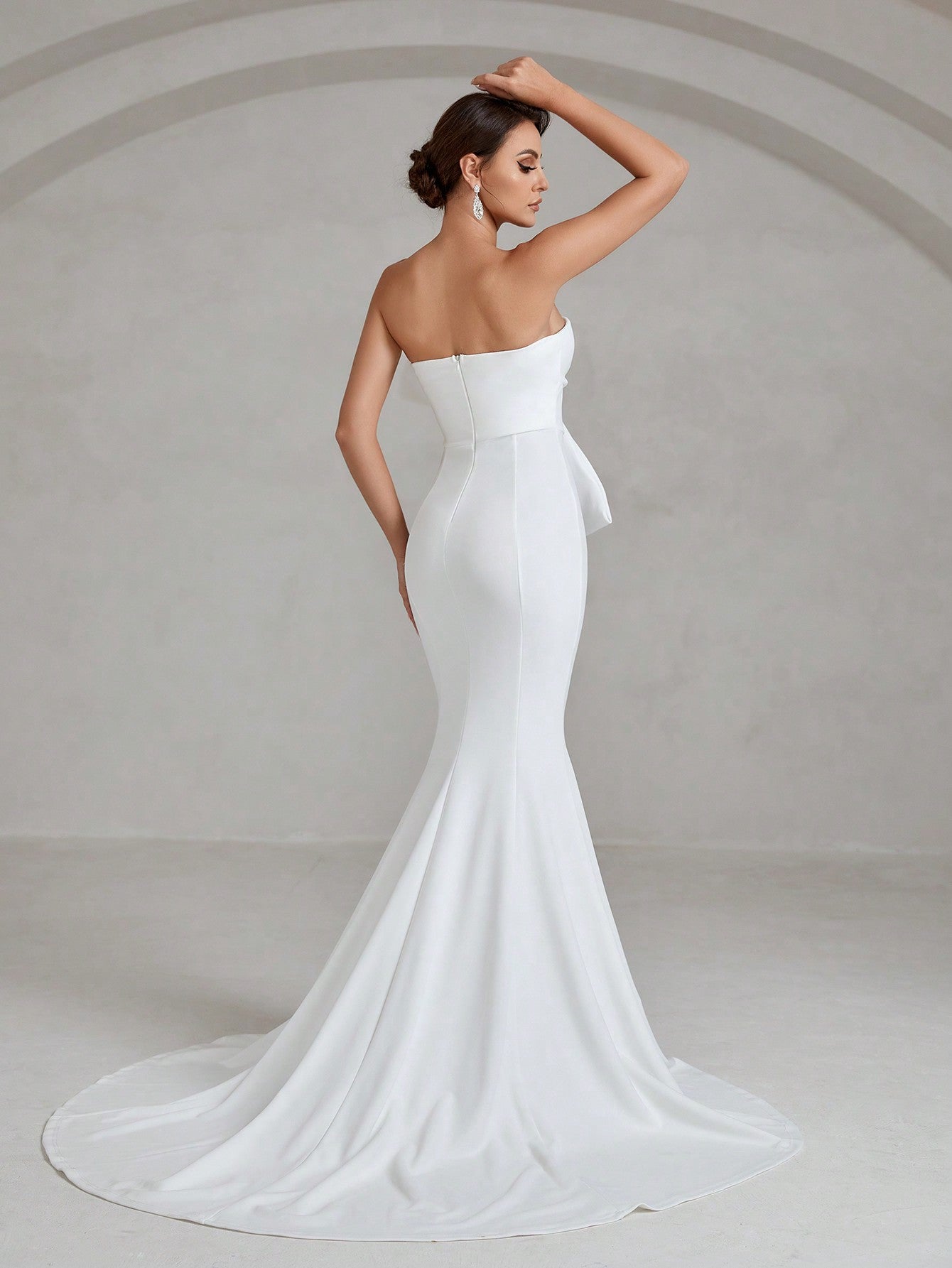 One Shoulder Twist Front Floor Length Wedding Dress