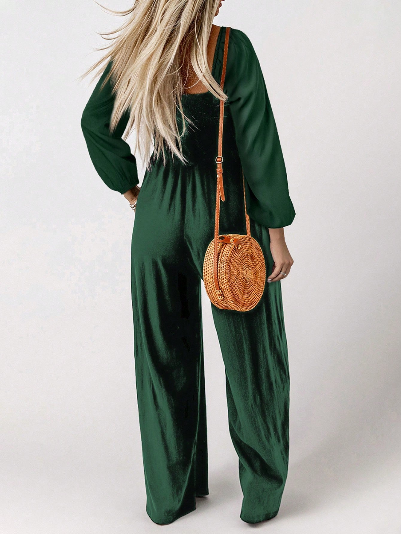 Acelitt Solid Wide Leg Jumpsuit