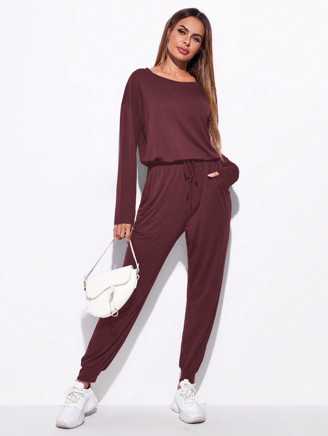 Essnce Drop Shoulder Knot Front Jumpsuit