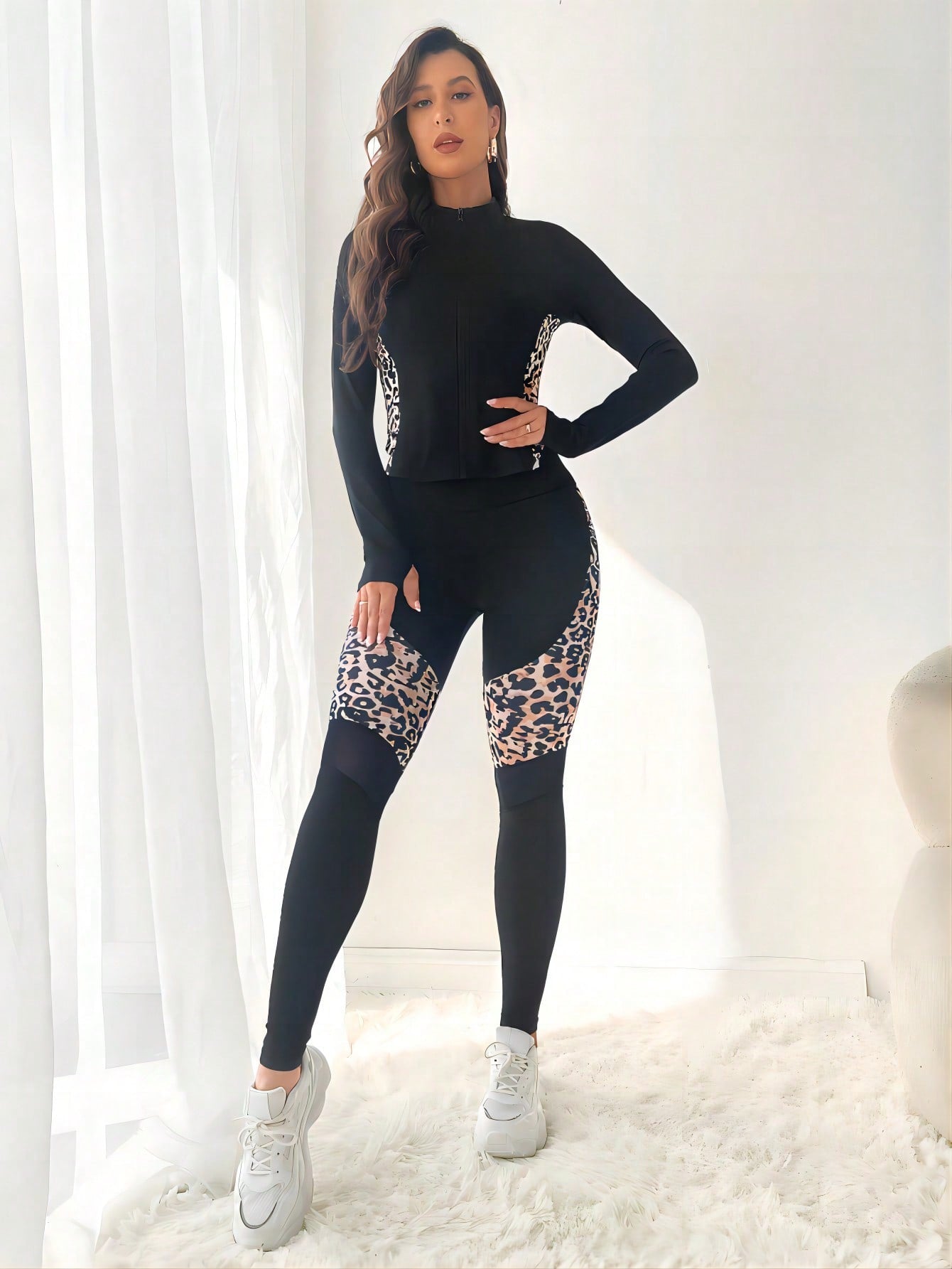 Leopard Print Zip Sports Set