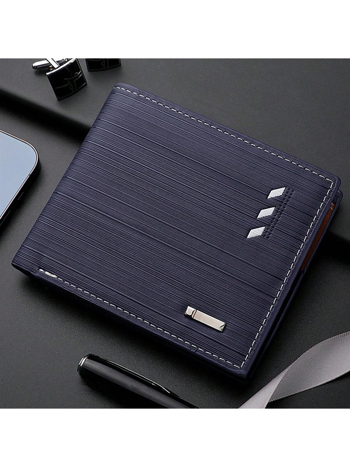 1PC Men Colorblock Small Wallet Credit Card Small Purse Window Bifold Men Wallet