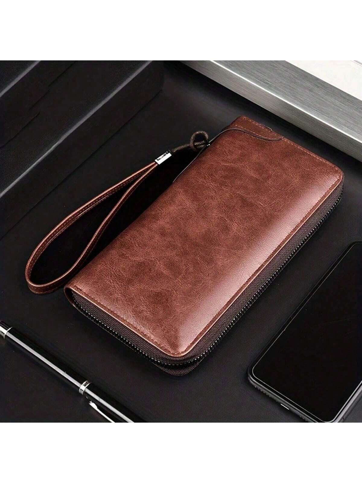 Men's Long Zipper Wallet Pu Leather Wallet for Men RFID Blocking Business Clutch Bag Credit Card Holder Purse Man