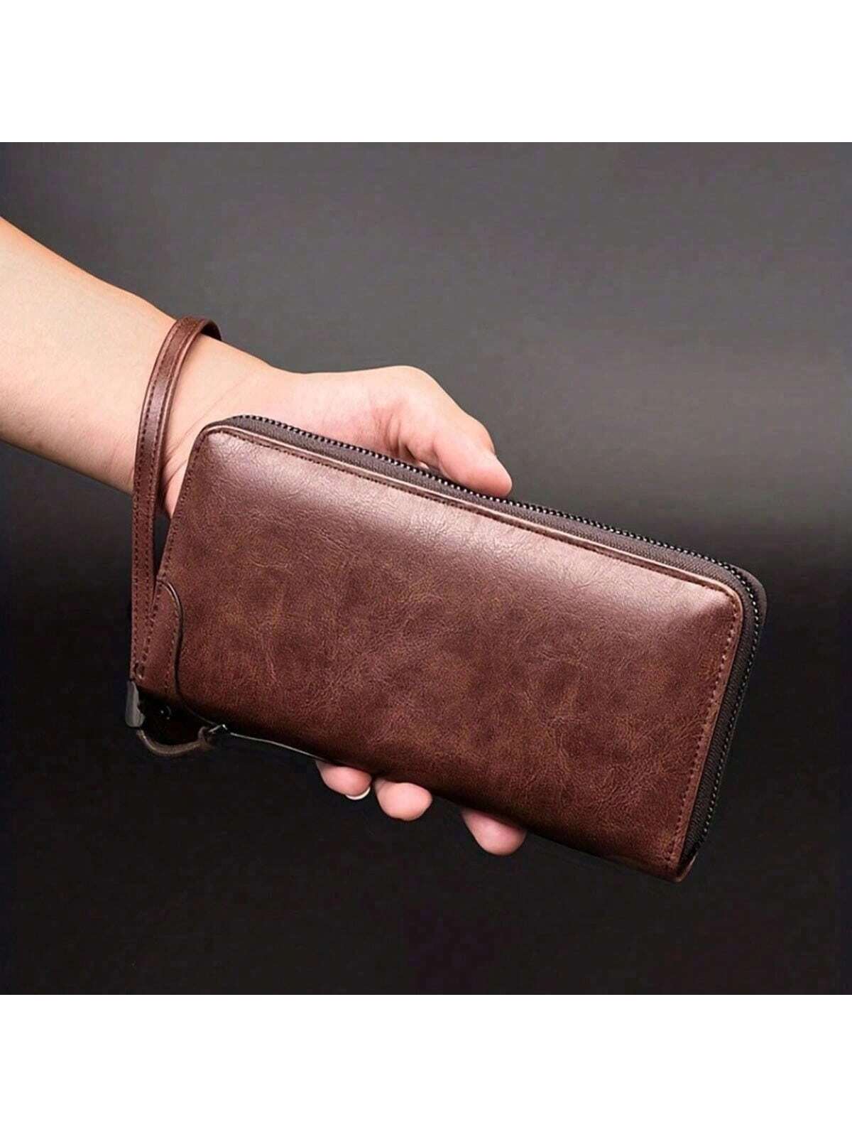 Men's Long Zipper Wallet Pu Leather Wallet for Men RFID Blocking Business Clutch Bag Credit Card Holder Purse Man