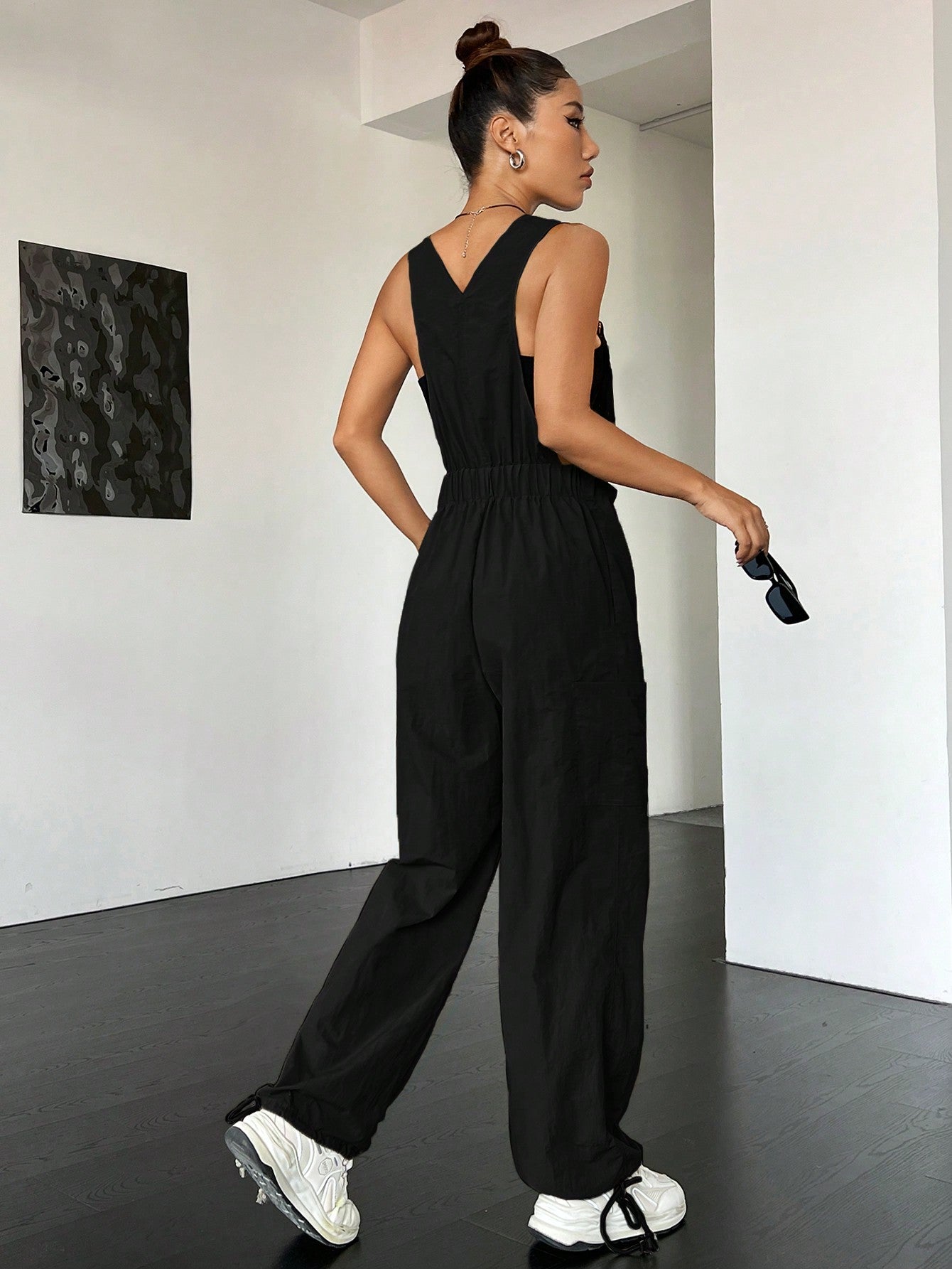 Coolane Flap Pocket Drawstring Waist Overall Jumpsuit