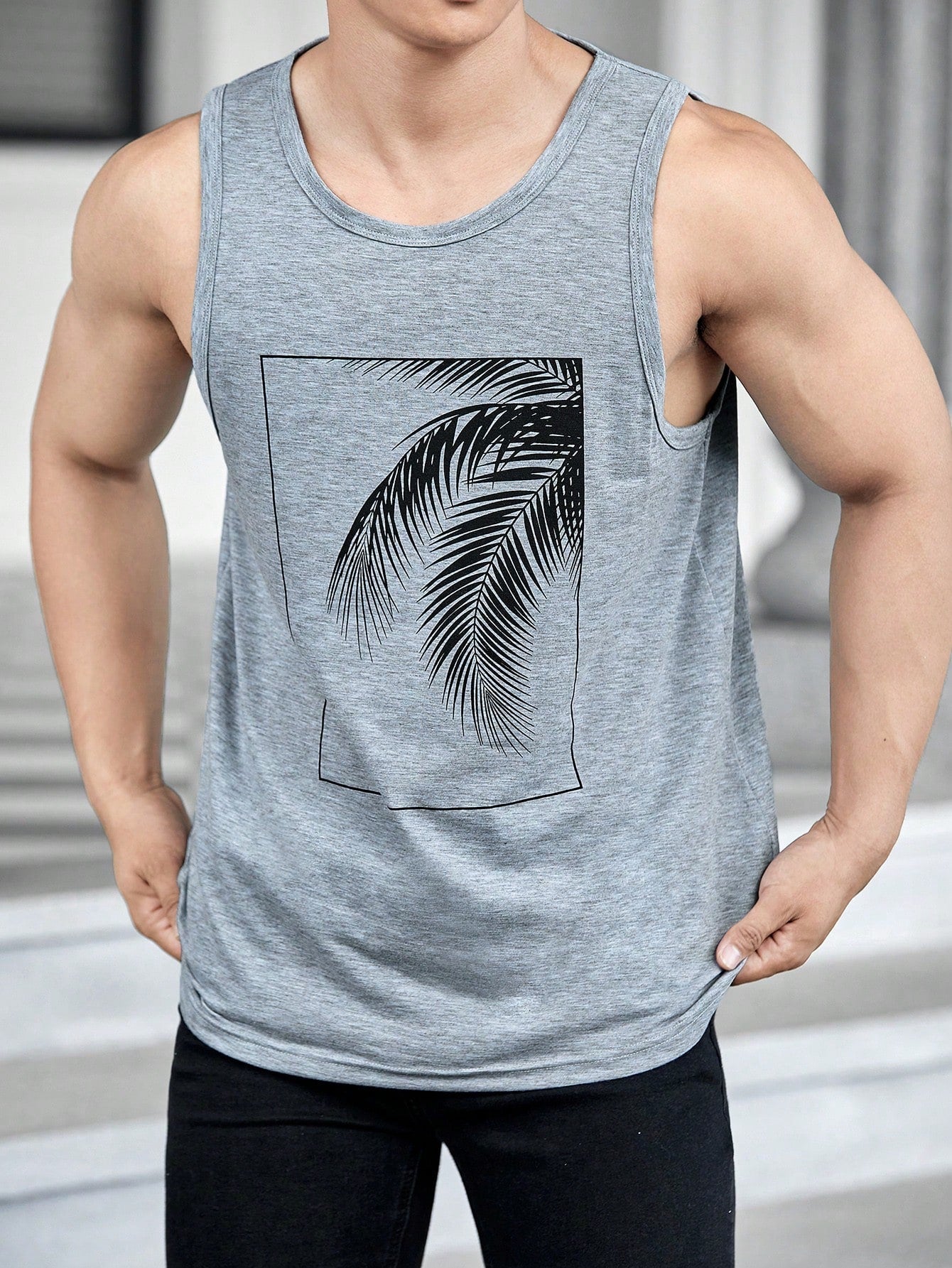 Manfinity RSRT Men Tropical Print Tank