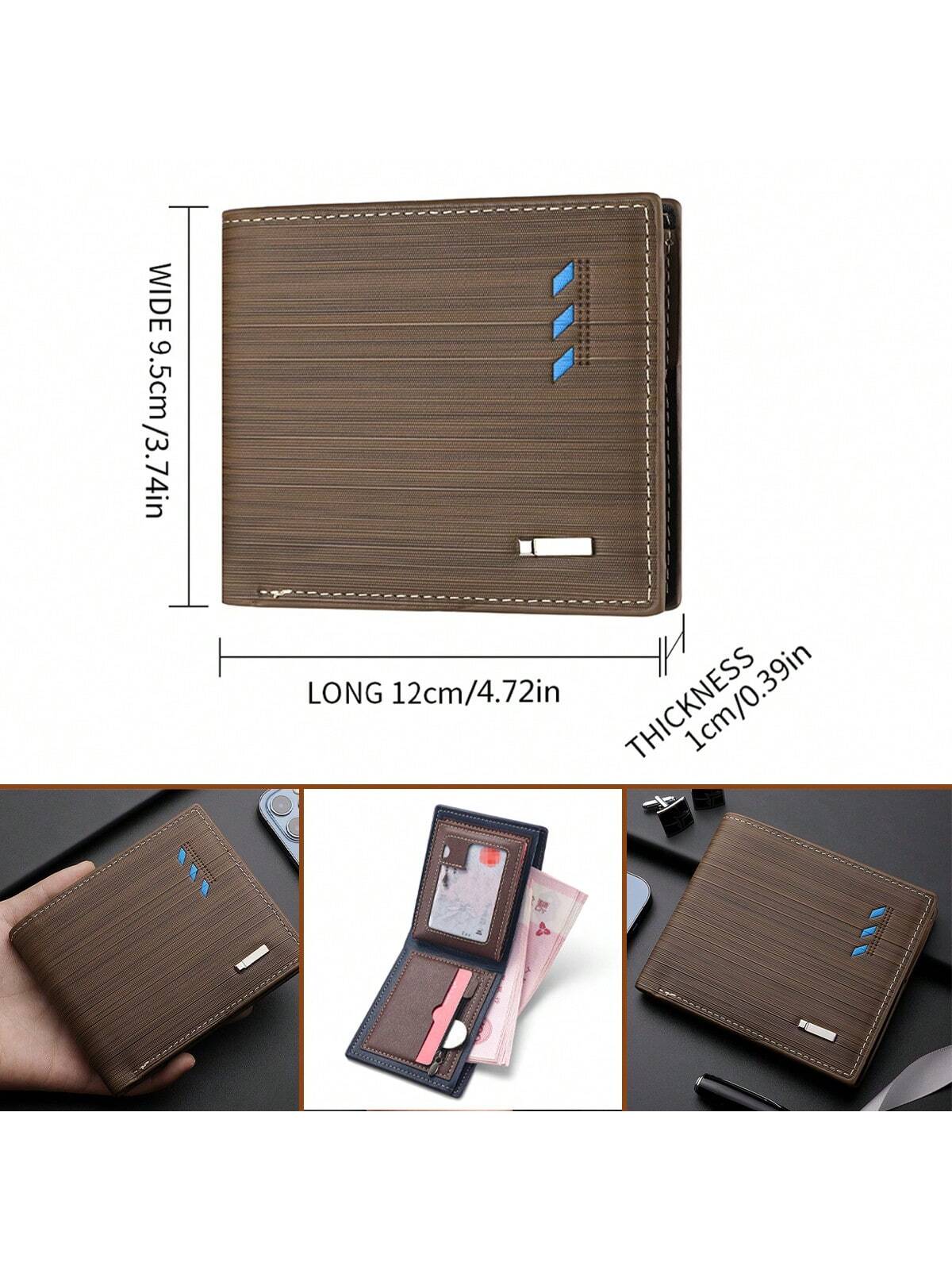 1PC Men Colorblock Small Wallet Credit Card Small Purse Window Bifold Men Wallet