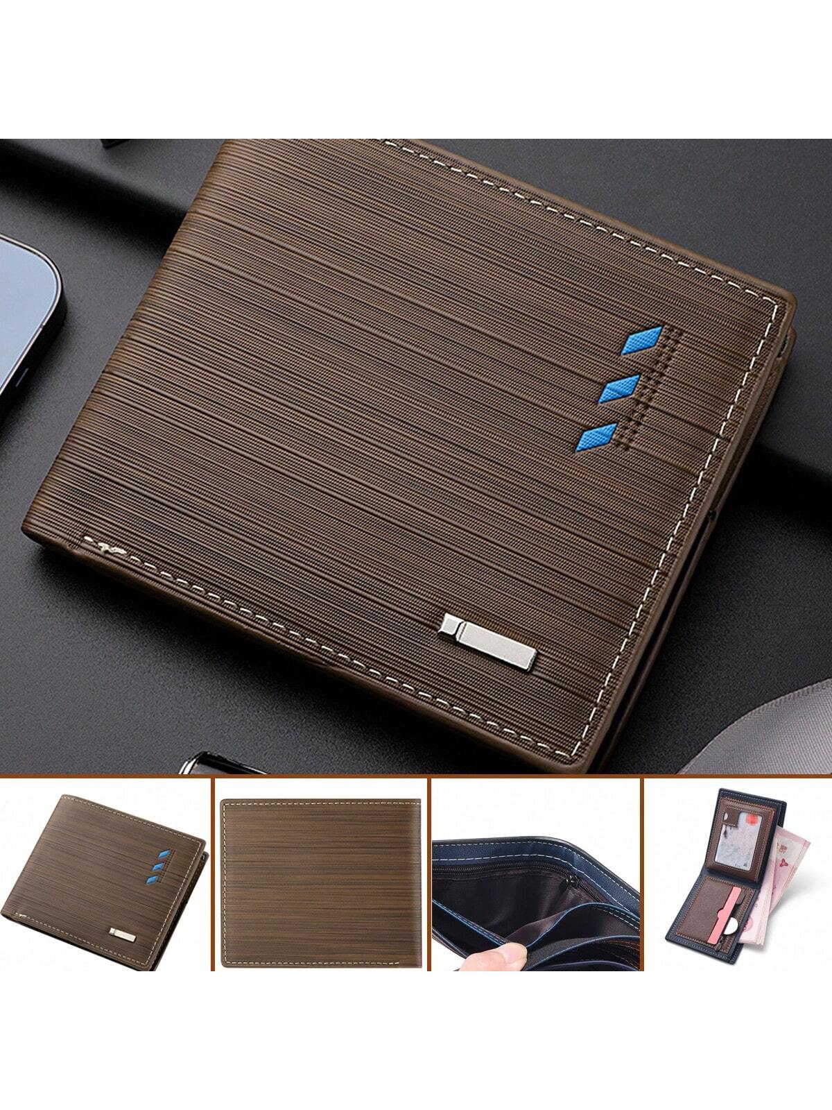 1PC Men Colorblock Small Wallet Credit Card Small Purse Window Bifold Men Wallet