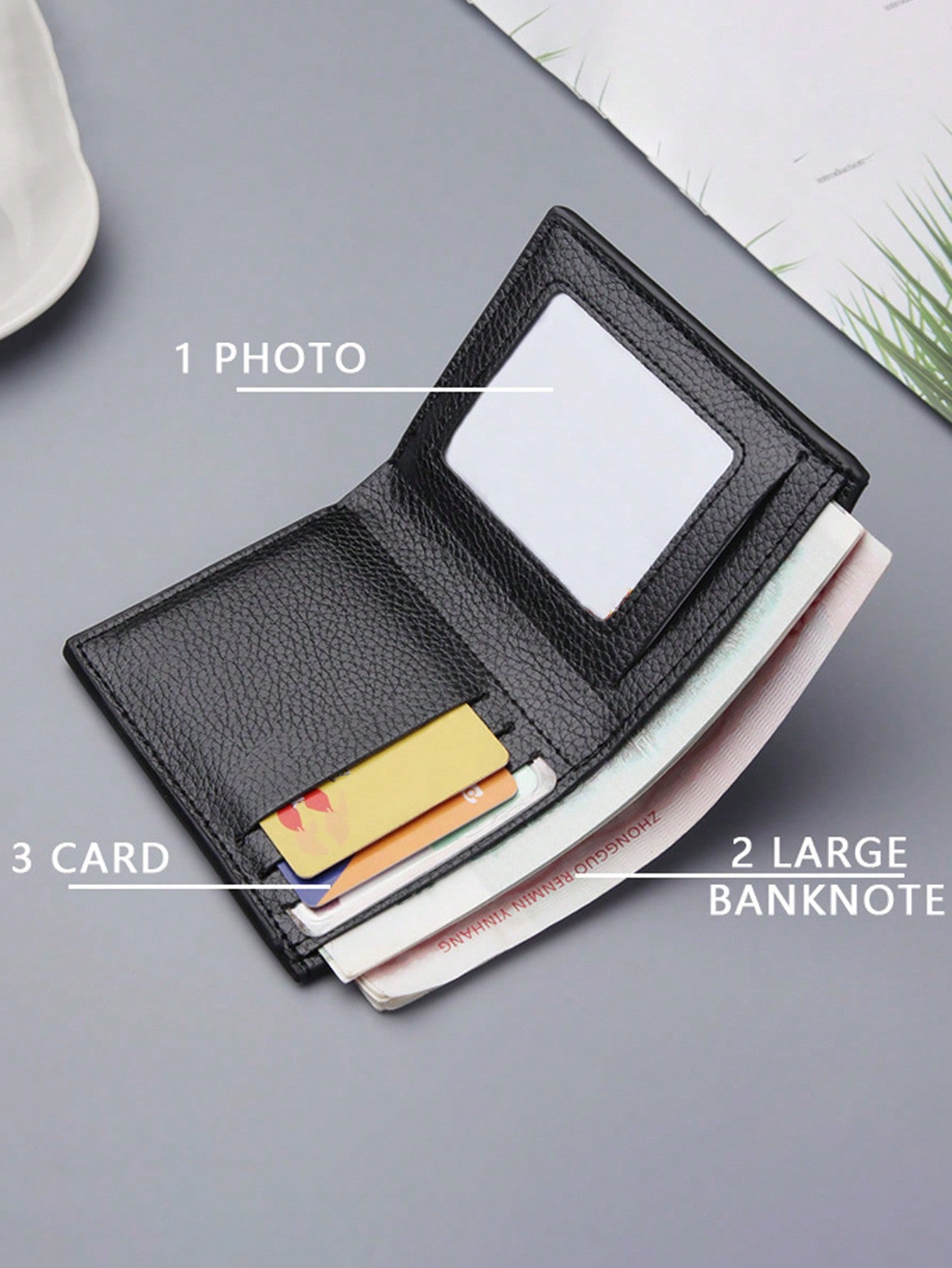 1pc Men's Multifunctional Slim 2 Fold Wallet With Pu Leather, Business & Casual Card Slots Short Purse For Daily Use