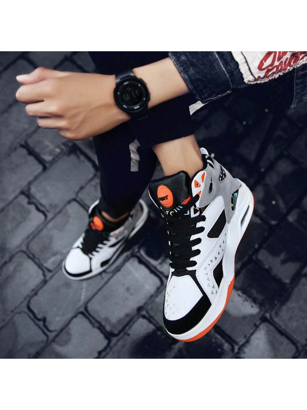 Autumn And Winter High-top Men's Casual Air-cushion Basketball Shoes Street Fashion Sneakers Trendy And Versatile