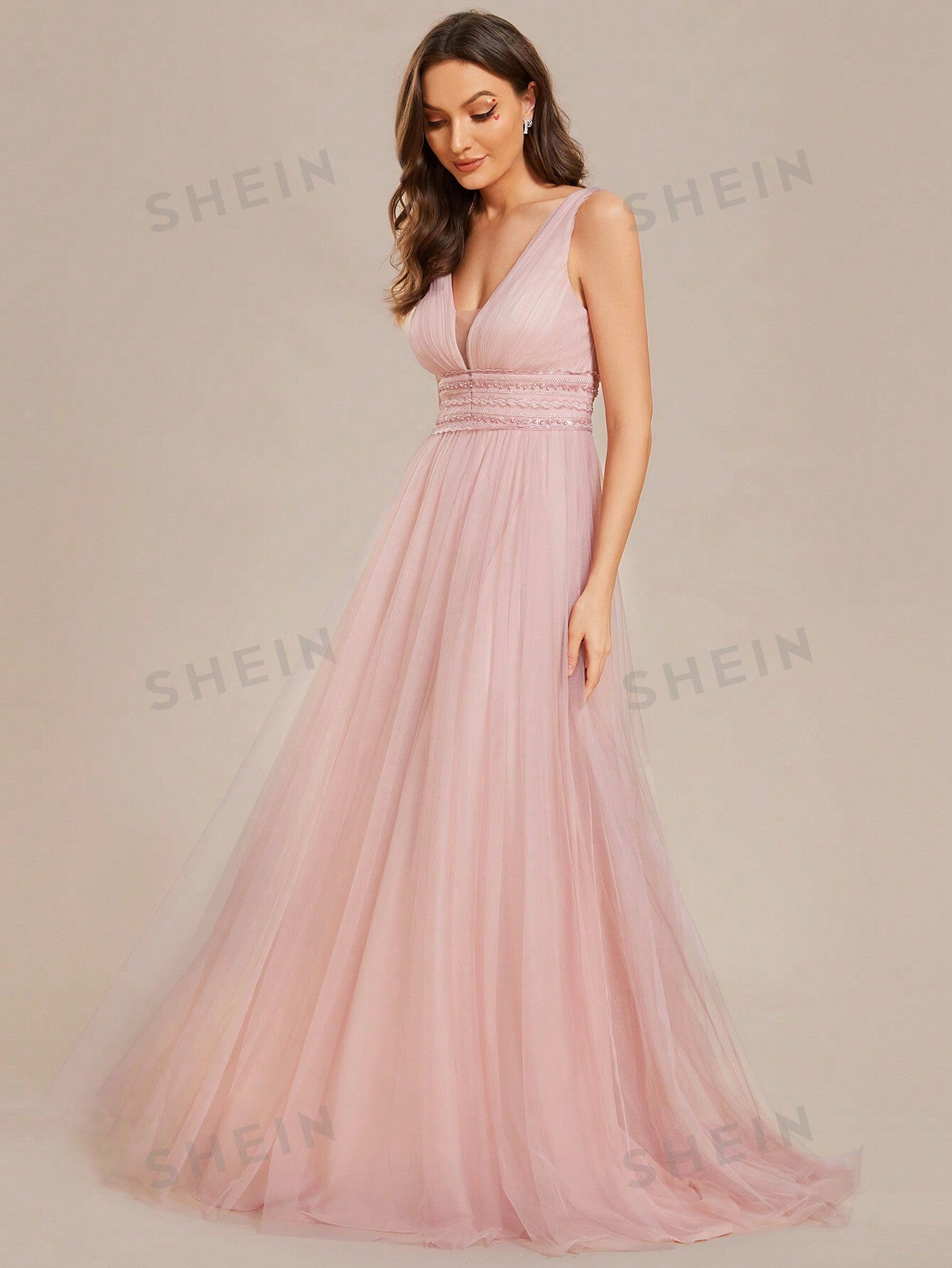 EVER-PRETTY Frill Trim Maxi Mesh Wedding Dress