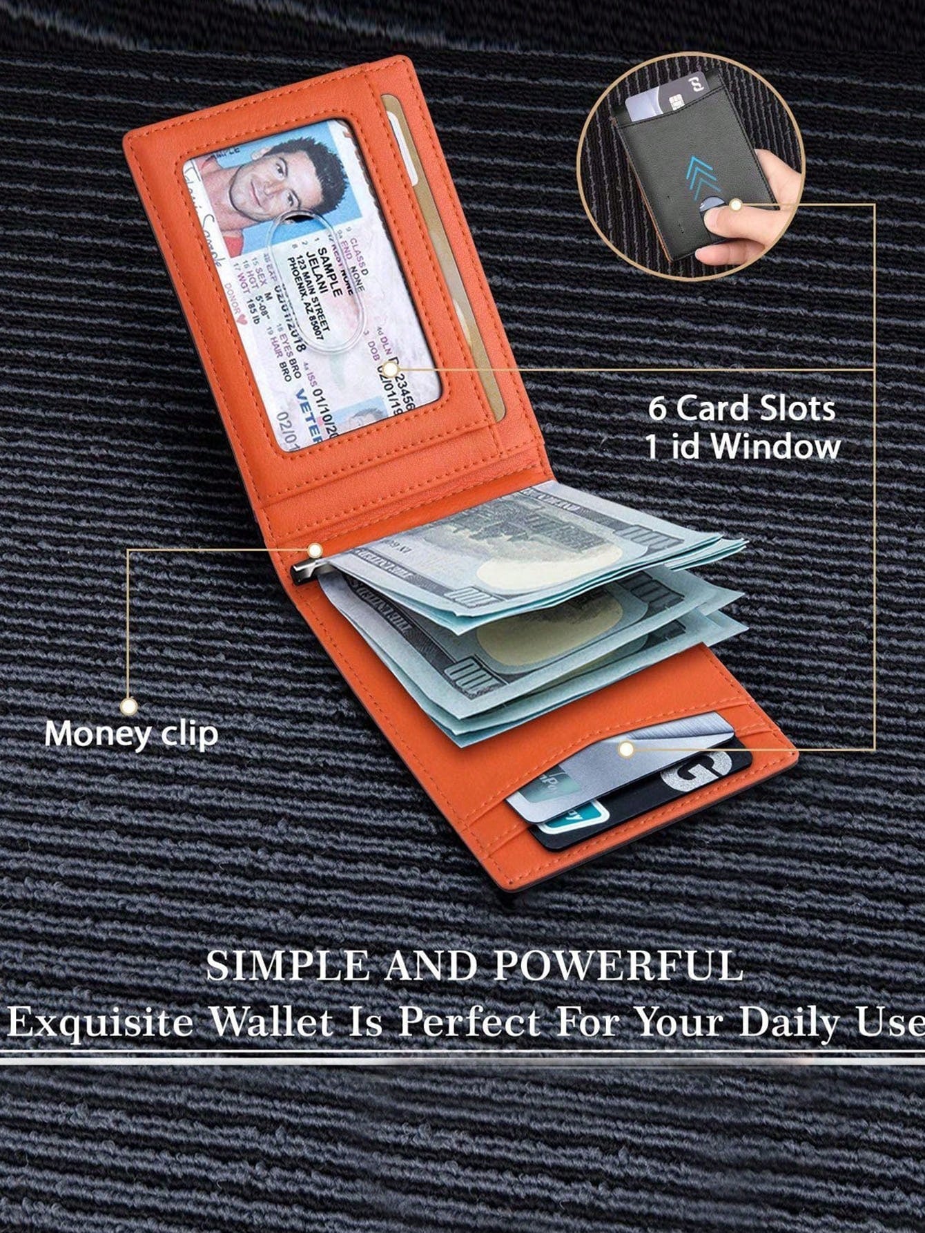 1pc Men's Multicolor Ultra Slim Bifold Wallet, Minimalist Leather Card Holder With Rfid Blocking And Front Pocket