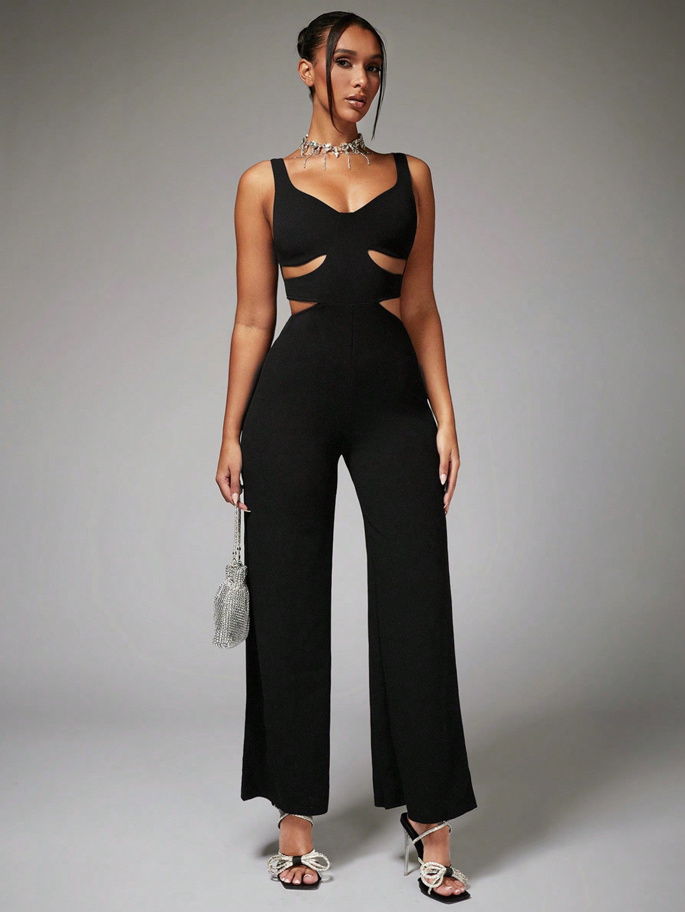 BAE Cut Out Waist Wide Leg Cami Jumpsuit