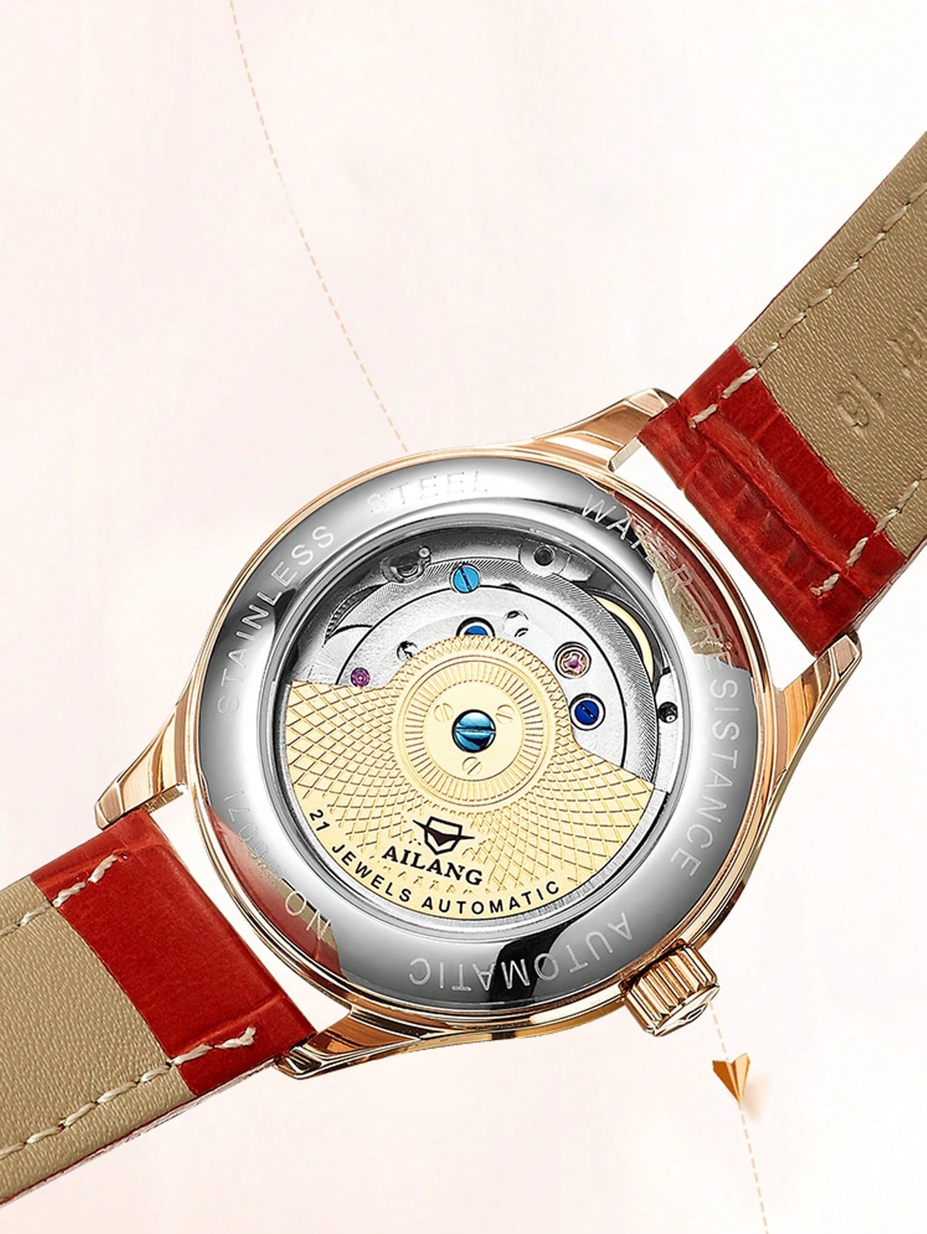 Ladies' Automatic Mechanical Watch With Water Resistance, Night Vision, Moon Phase And Flying Wheel Design