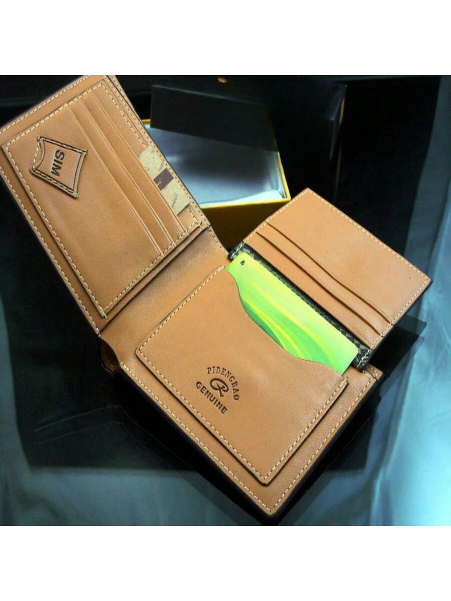 Korean Style Short Casual Men's Wallet, Grid Pattern, Multi-card Slot, Male Purse