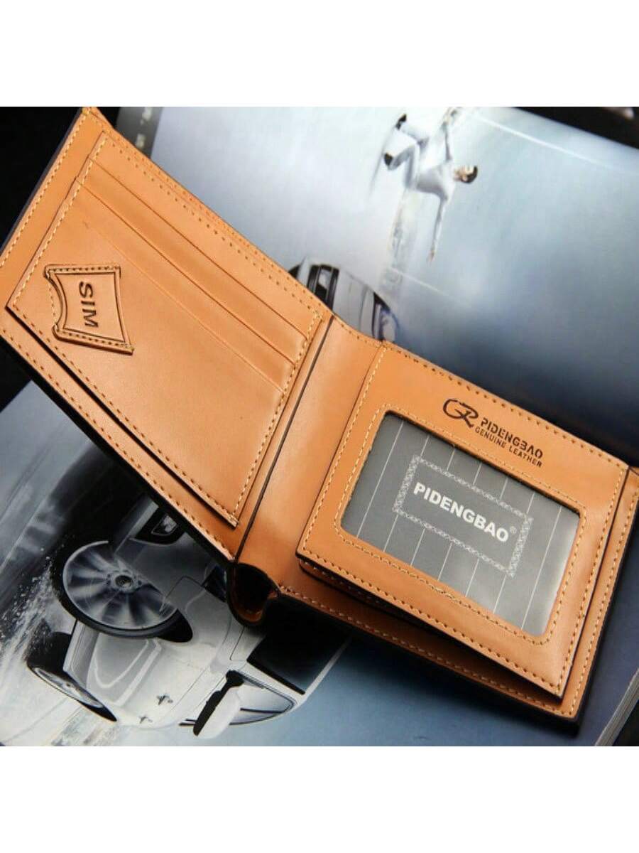 Korean Style Short Casual Men's Wallet, Grid Pattern, Multi-card Slot, Male Purse