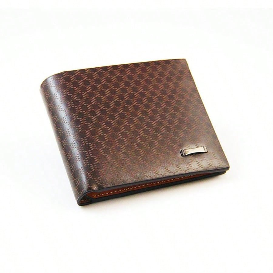 Korean Style Short Casual Men's Wallet, Grid Pattern, Multi-card Slot, Male Purse