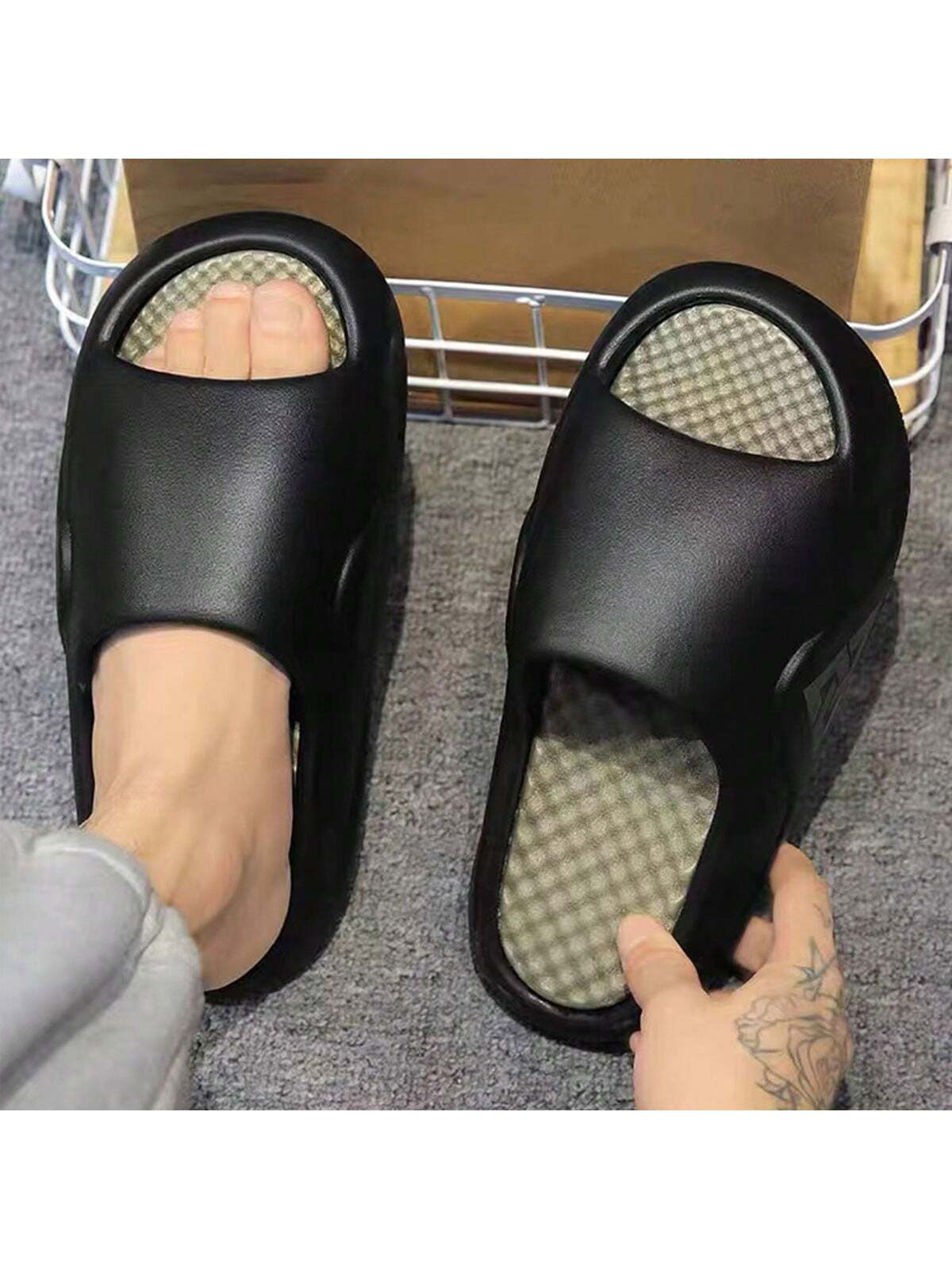 Men's Trendy Coconut Shell Design Slippers For 2023 Summer, Thick Bottom Platform & Outdoor Indoor Sandals