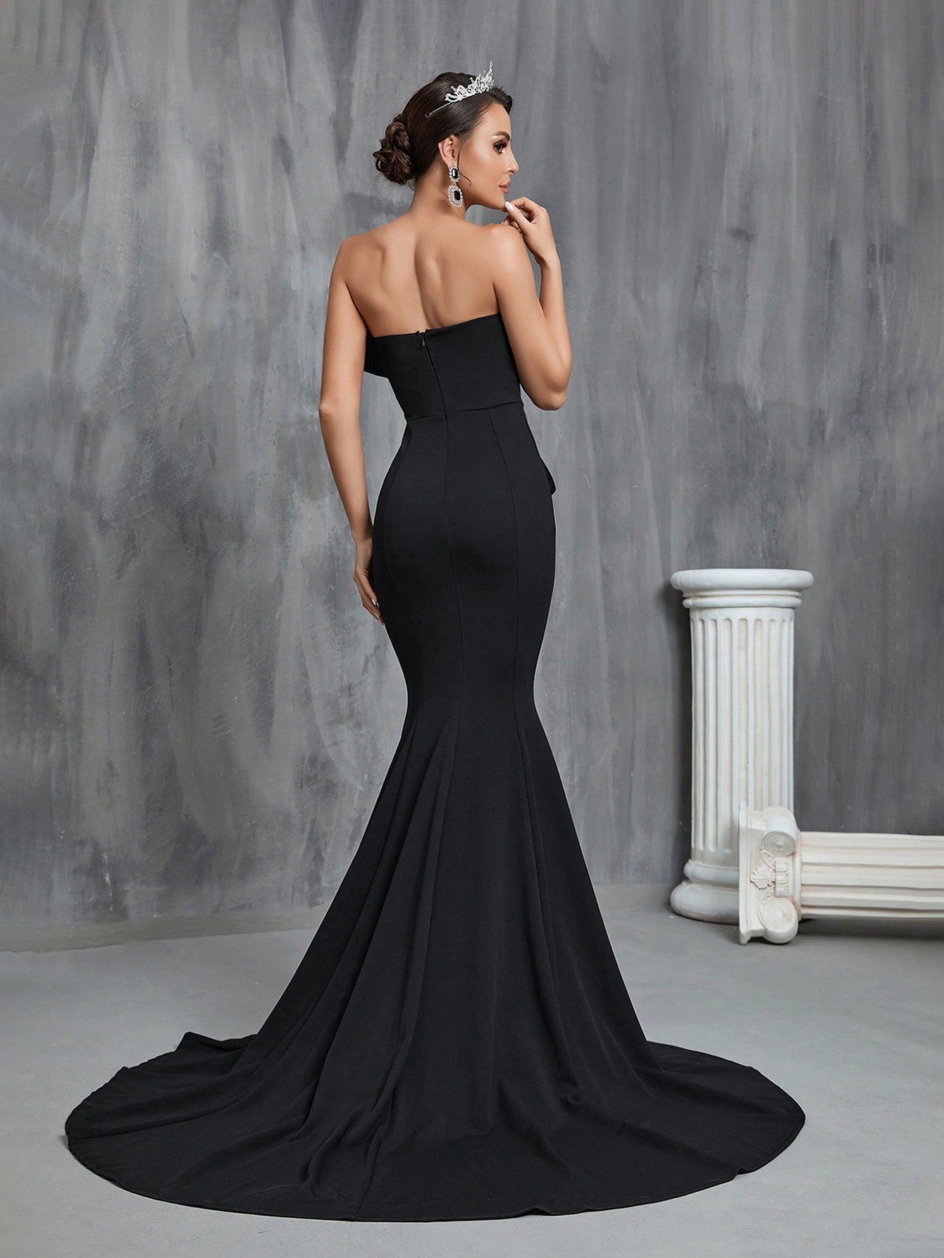 One Shoulder Twist Front Floor Length Wedding Dress