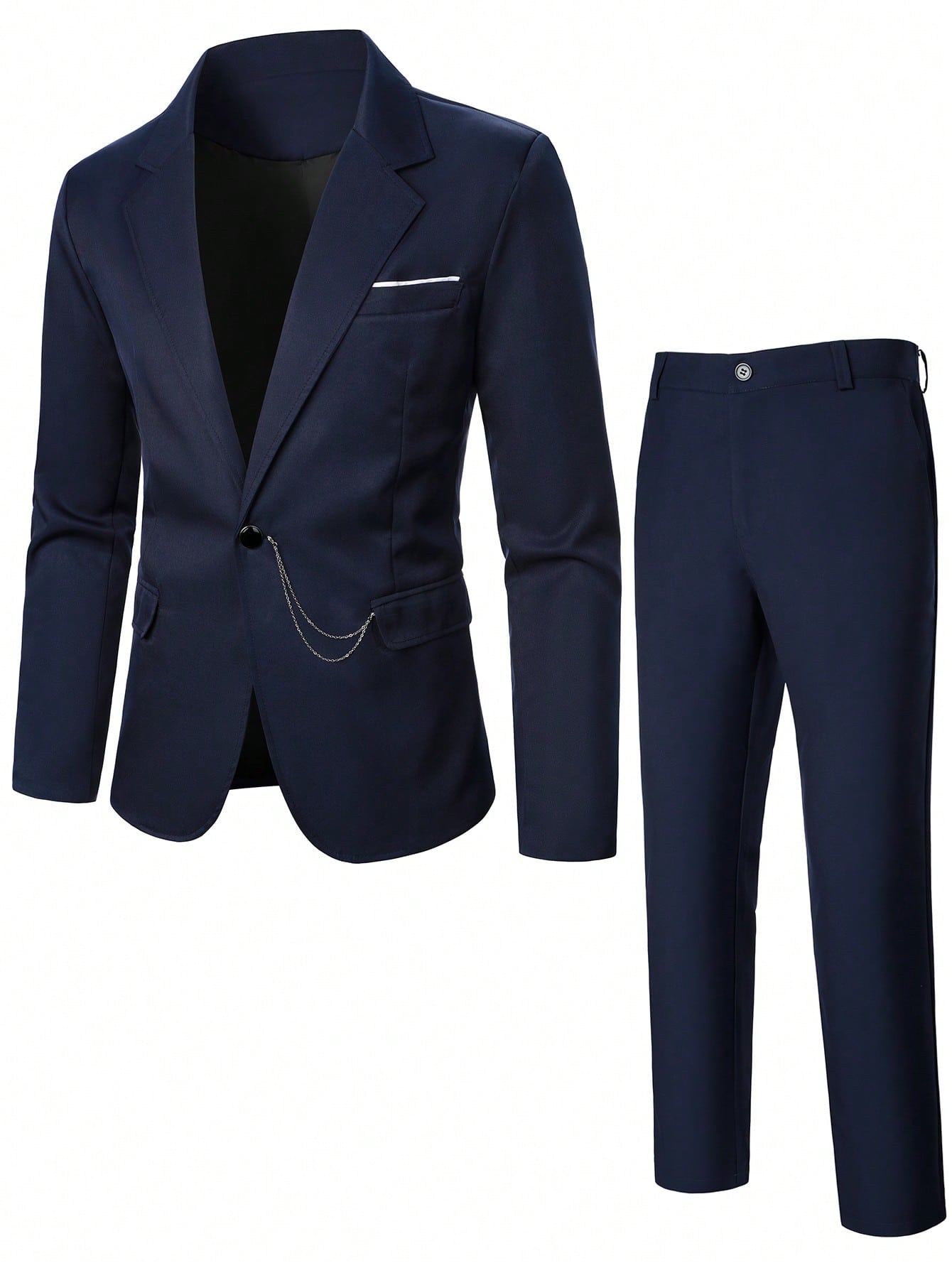 Manfinity Mode Men Lapel Neck Single Button Blazer & Suit Pants