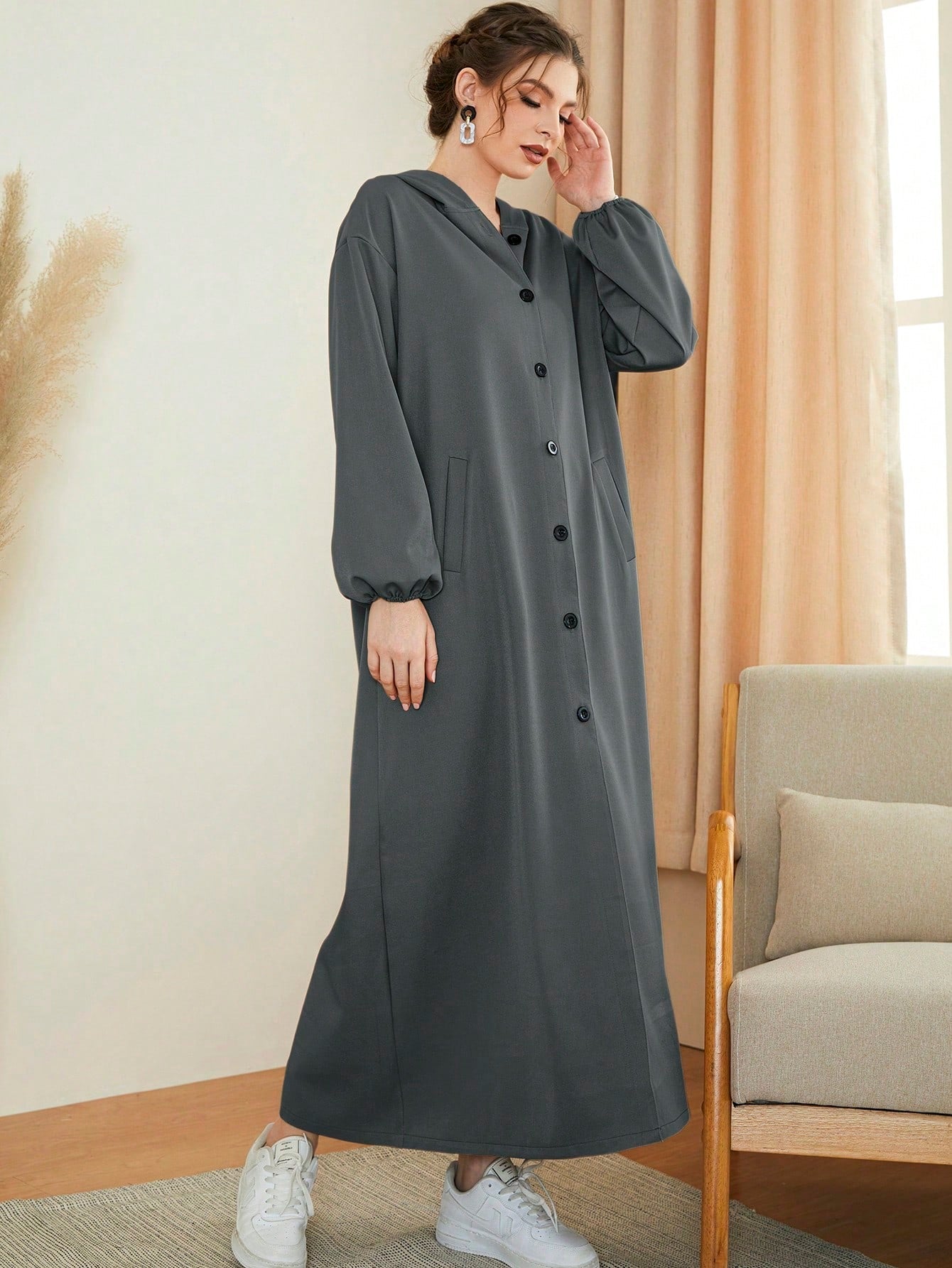 Mulvari Women's Single-breasted Arab Abaya