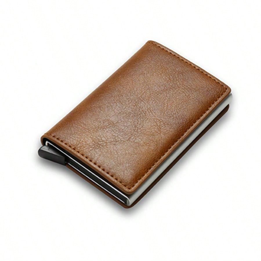 Minimalist Men's Ultra-thin Metal Wallet With Pop-up Credit Card Holder And Detachable Money Clip