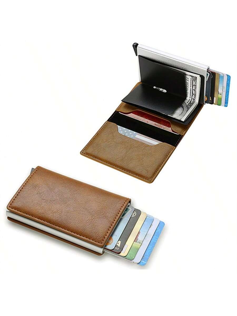 Minimalist Men's Ultra-thin Metal Wallet With Pop-up Credit Card Holder And Detachable Money Clip