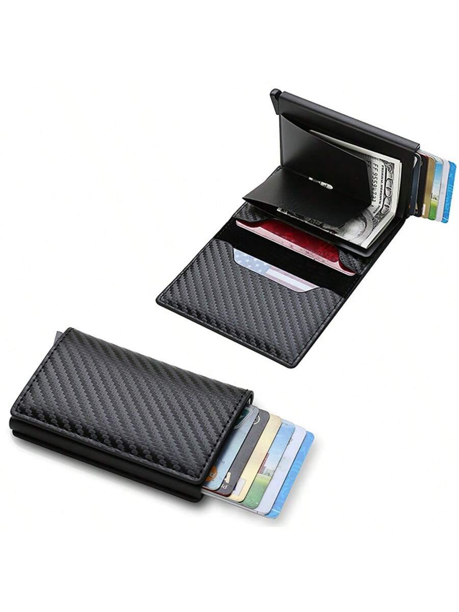 Minimalist Men's Ultra-thin Metal Wallet With Pop-up Credit Card Holder And Detachable Money Clip