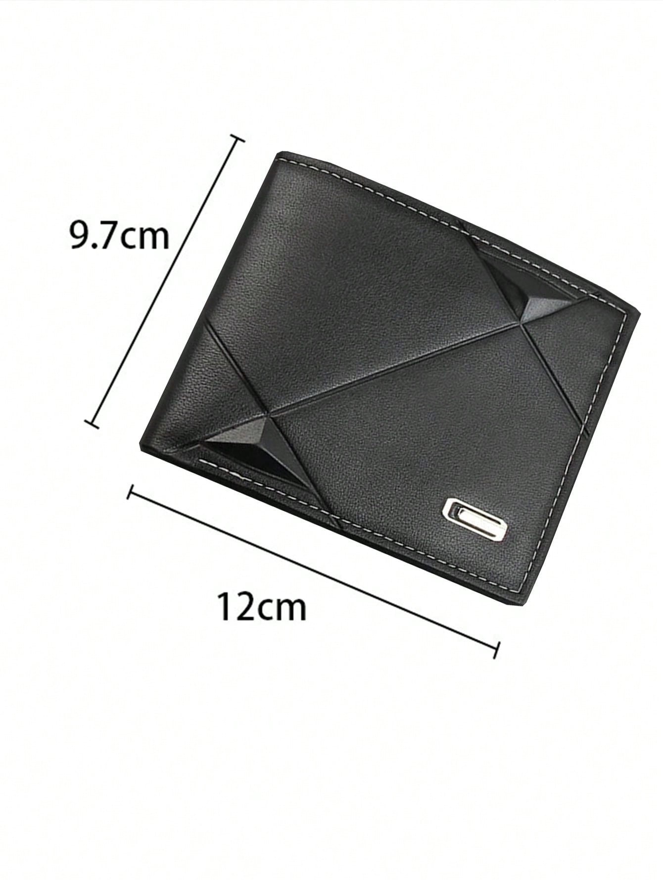 1pc Men's High-end Ultra-thin Black Leather Wallet With Multiple Card Slots And Inner Zipper Compartment