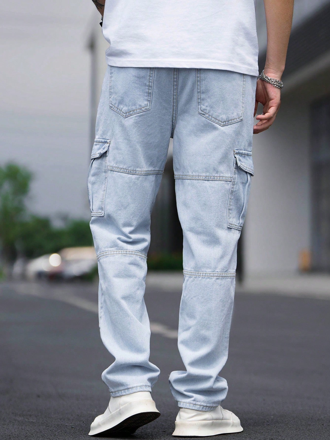 Manfinity Men'S Casual Cargo Denim Jeans