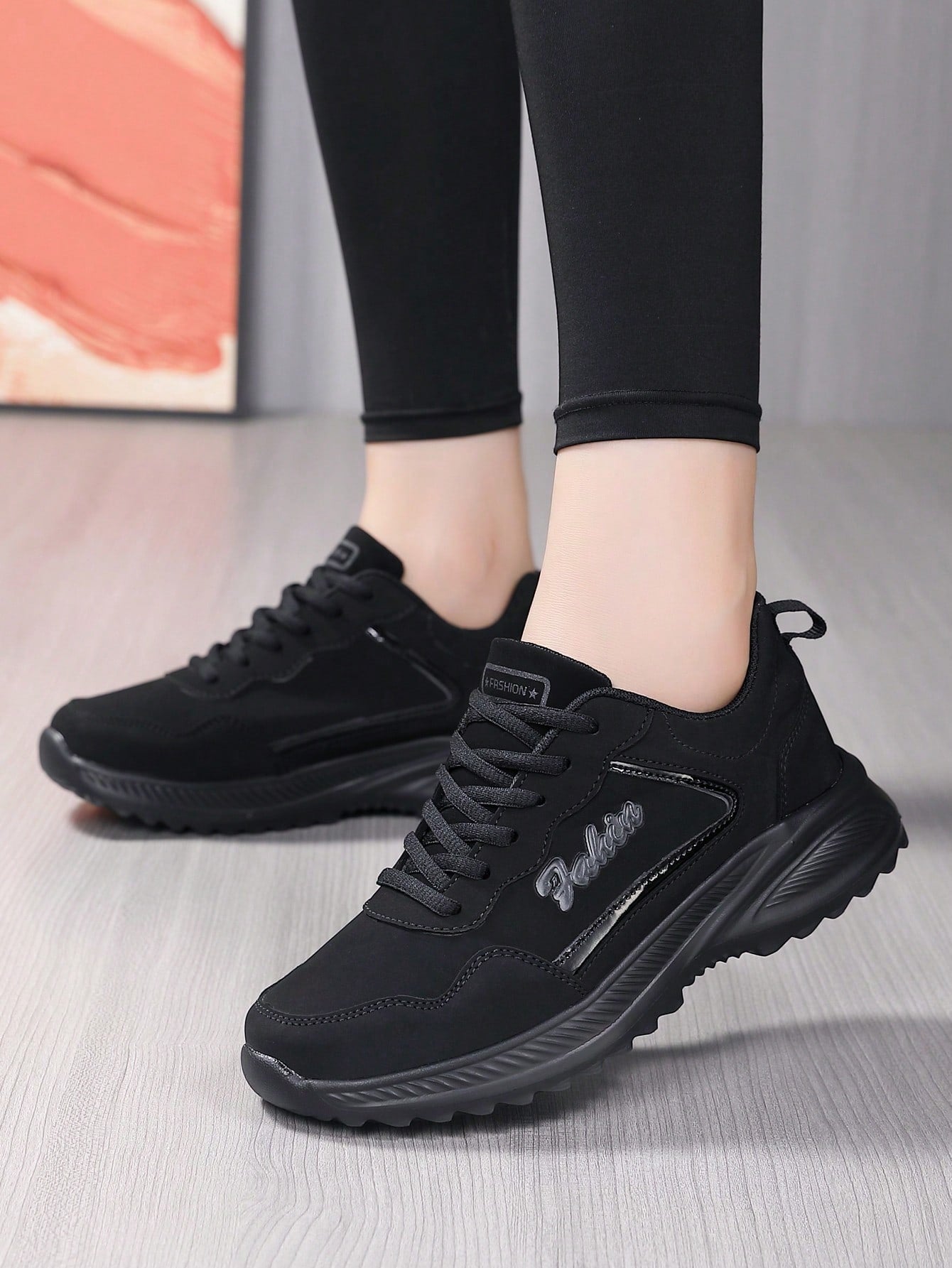 Women's Autumn & Winter Sports Shoes Leather Surface Water-proof & Anti-slippery Casual Sneakers In Black/purple