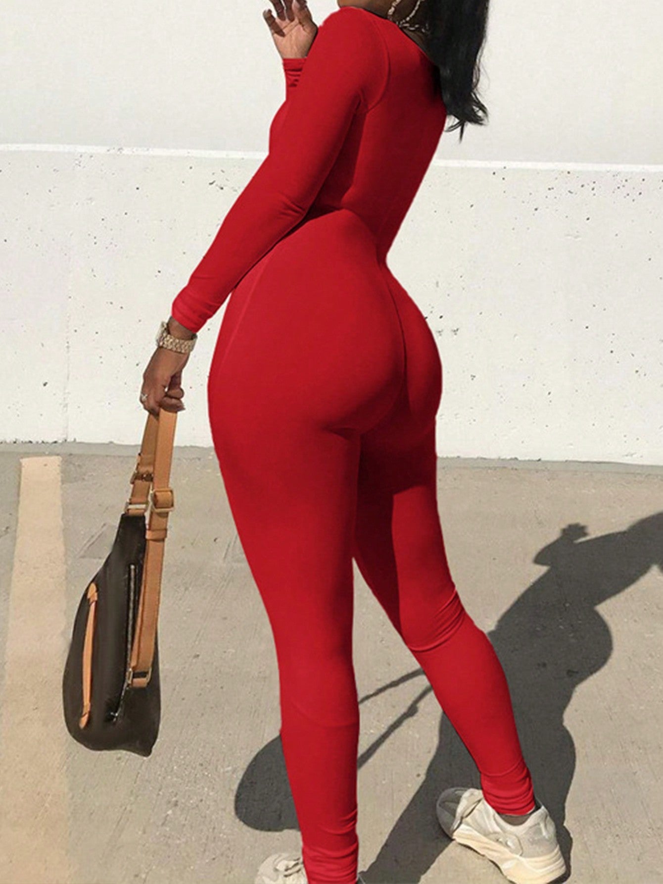 Women's Solid Color Bodycon Jumpsuit