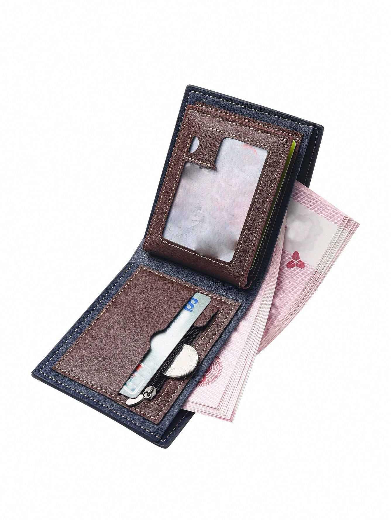 Men's Short Wallet With Multiple Card Slots, Fashionable And High-end, Coin Pocket With Zipper, Card And Id Holder