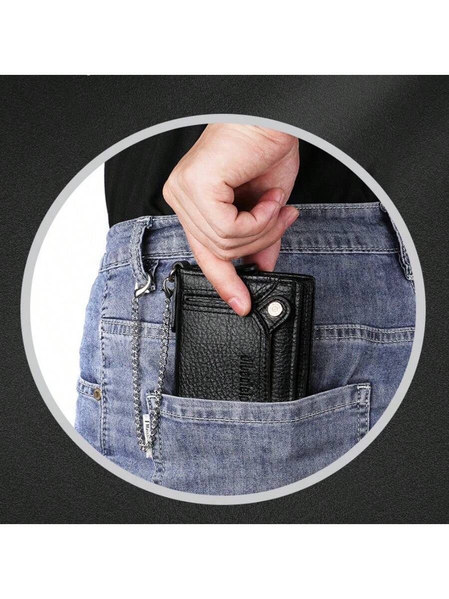 New Anti-Theft Chain Wallet Men'S European And American Retro Wallet Driver'S License Card Bag Zipper Coin Purse Men'S Style