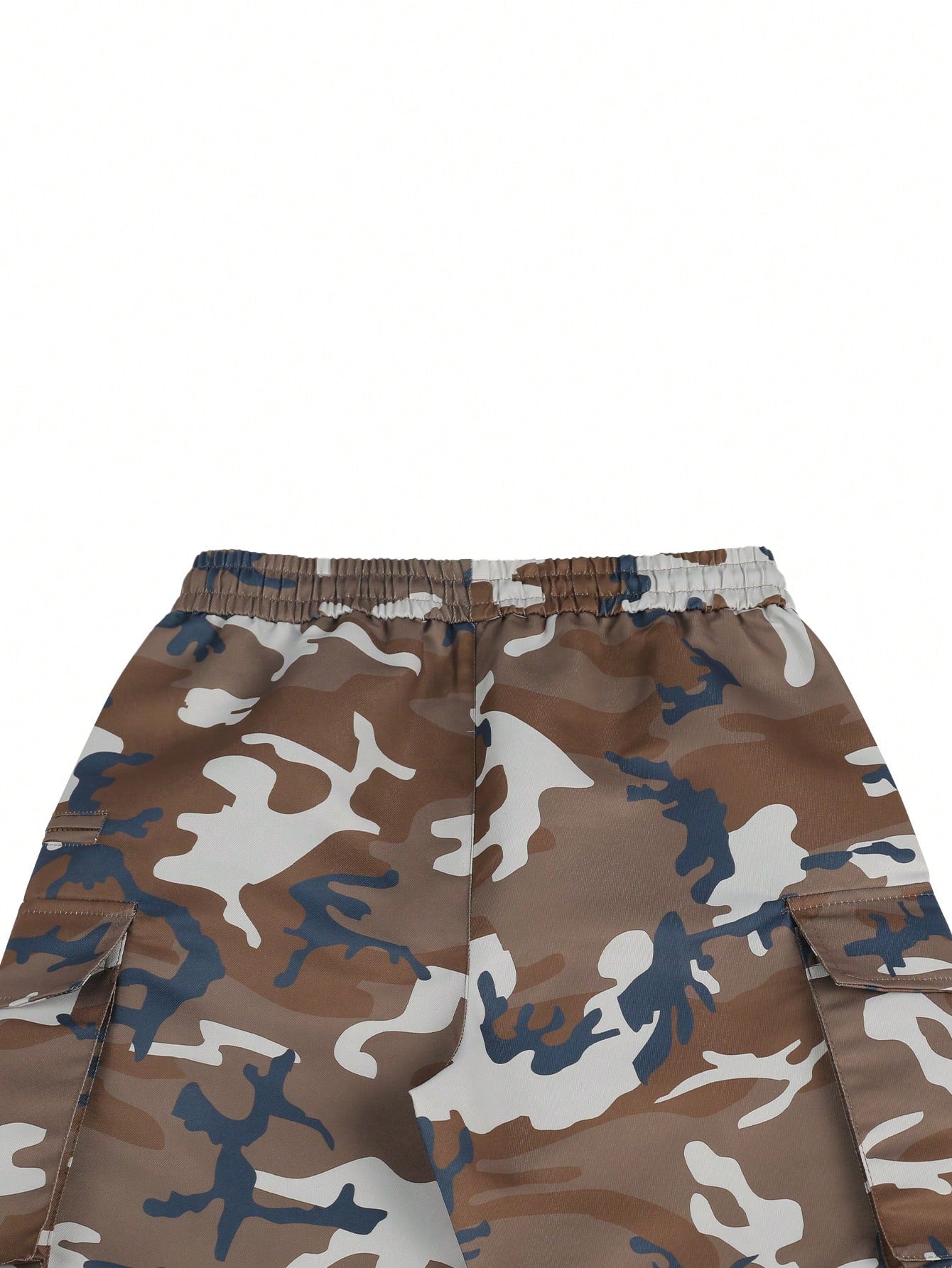 Manfinity Men Camo Print Flap Pocket Drawstring Waist Cargo Pants