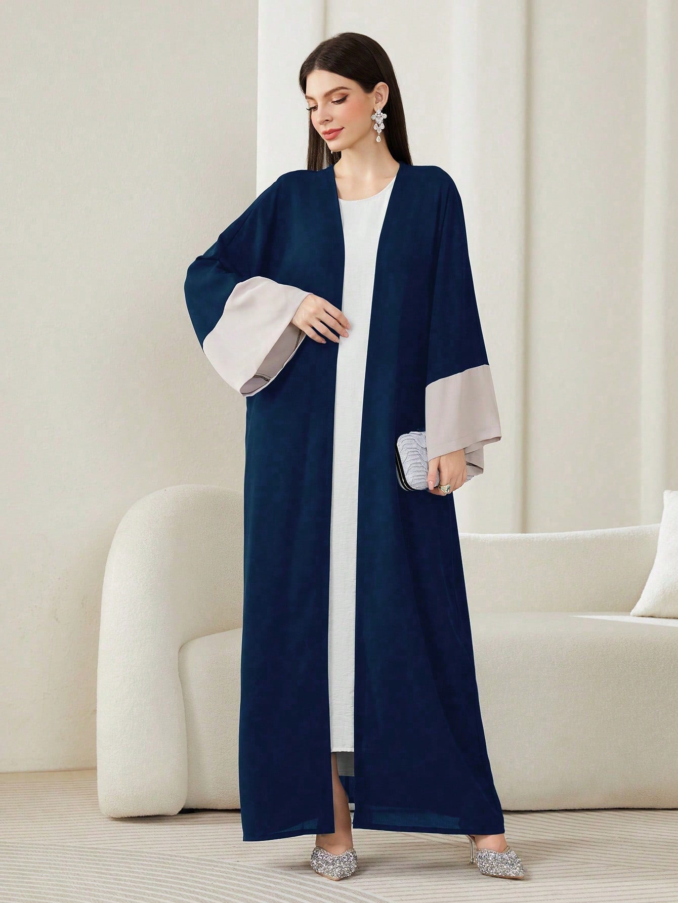 Najma Colorblock Flounce Sleeve Abaya