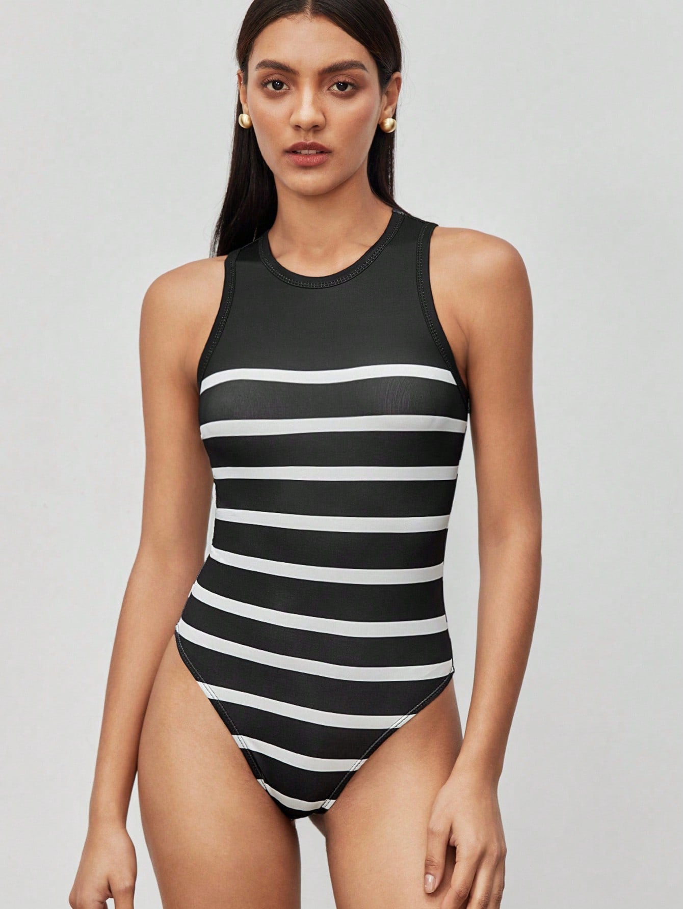 BIZwear Striped Print Tank Bodysuit