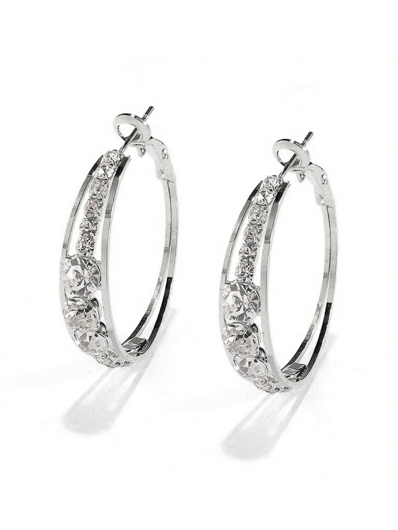 1 Pair Luxury Cubic Zirconia Hoop Earrings For Women For Wedding Anniversary Engagement Party Jewelry