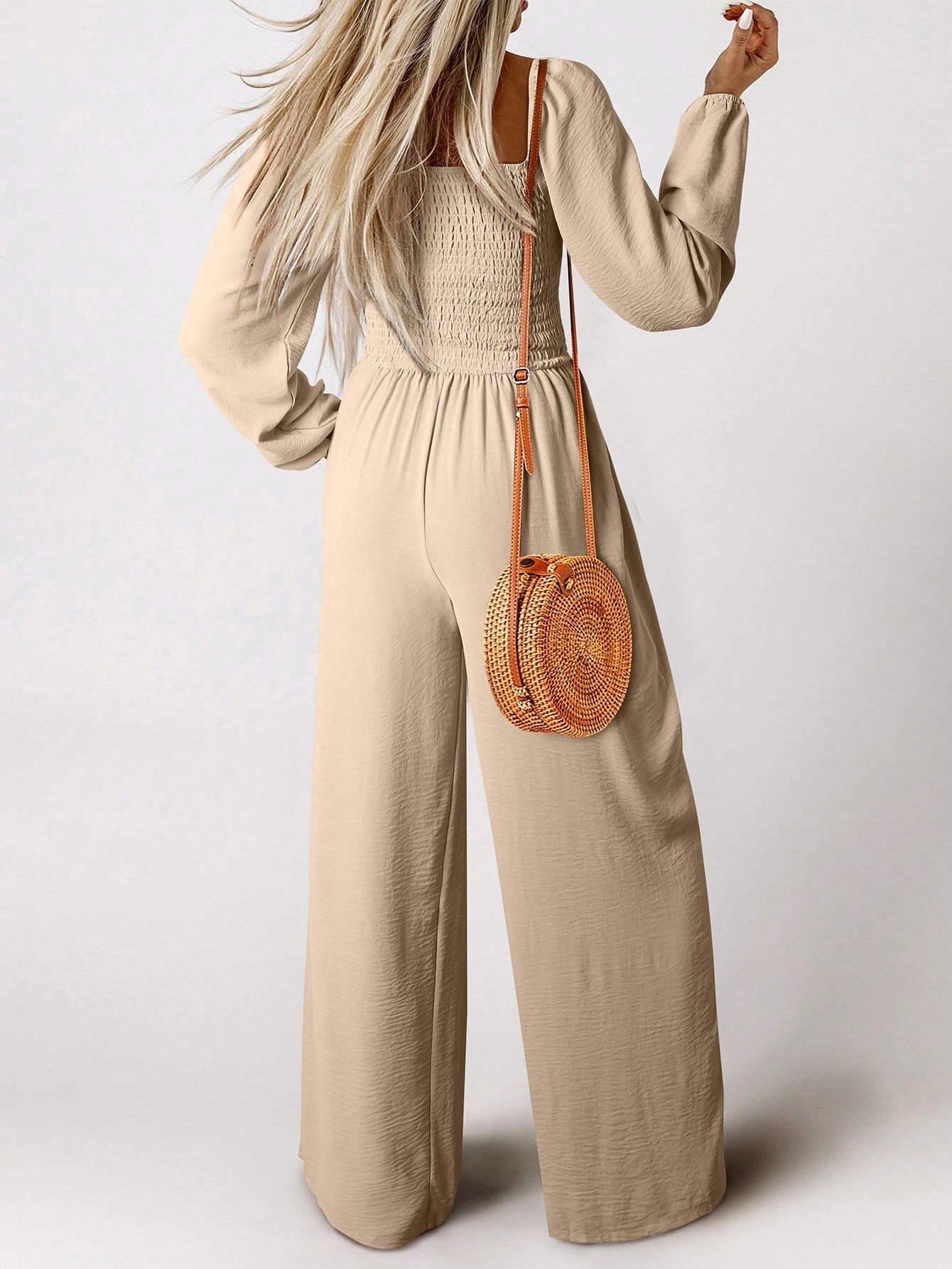 Acelitt Solid Wide Leg Jumpsuit