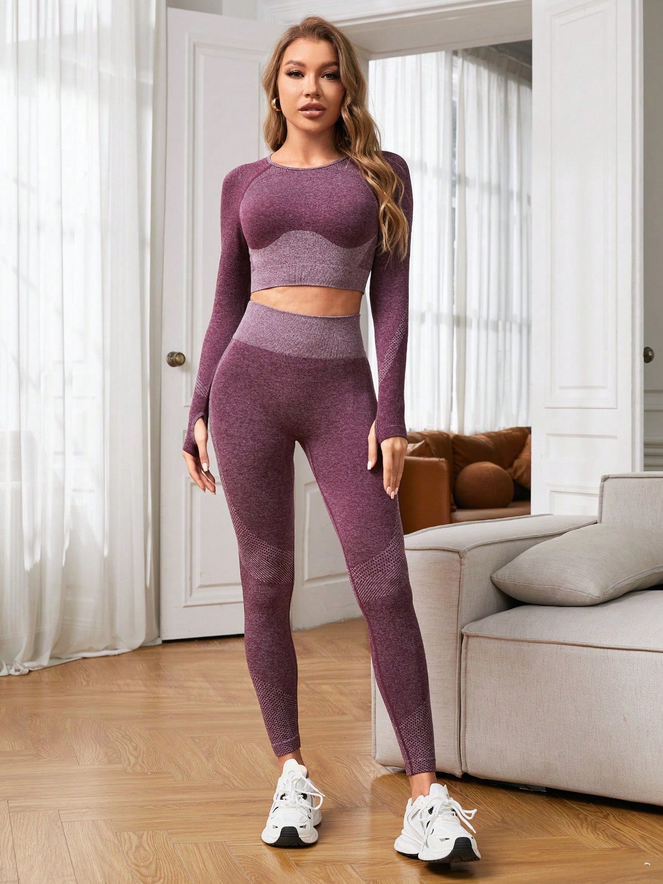 Yoga Trendy Women'S Seamless Vest And Leggings Sportswear Set