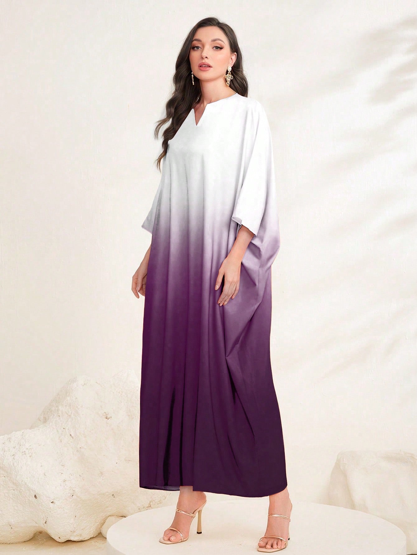 Najma Ombre Print Batwing Sleeve Kaftan