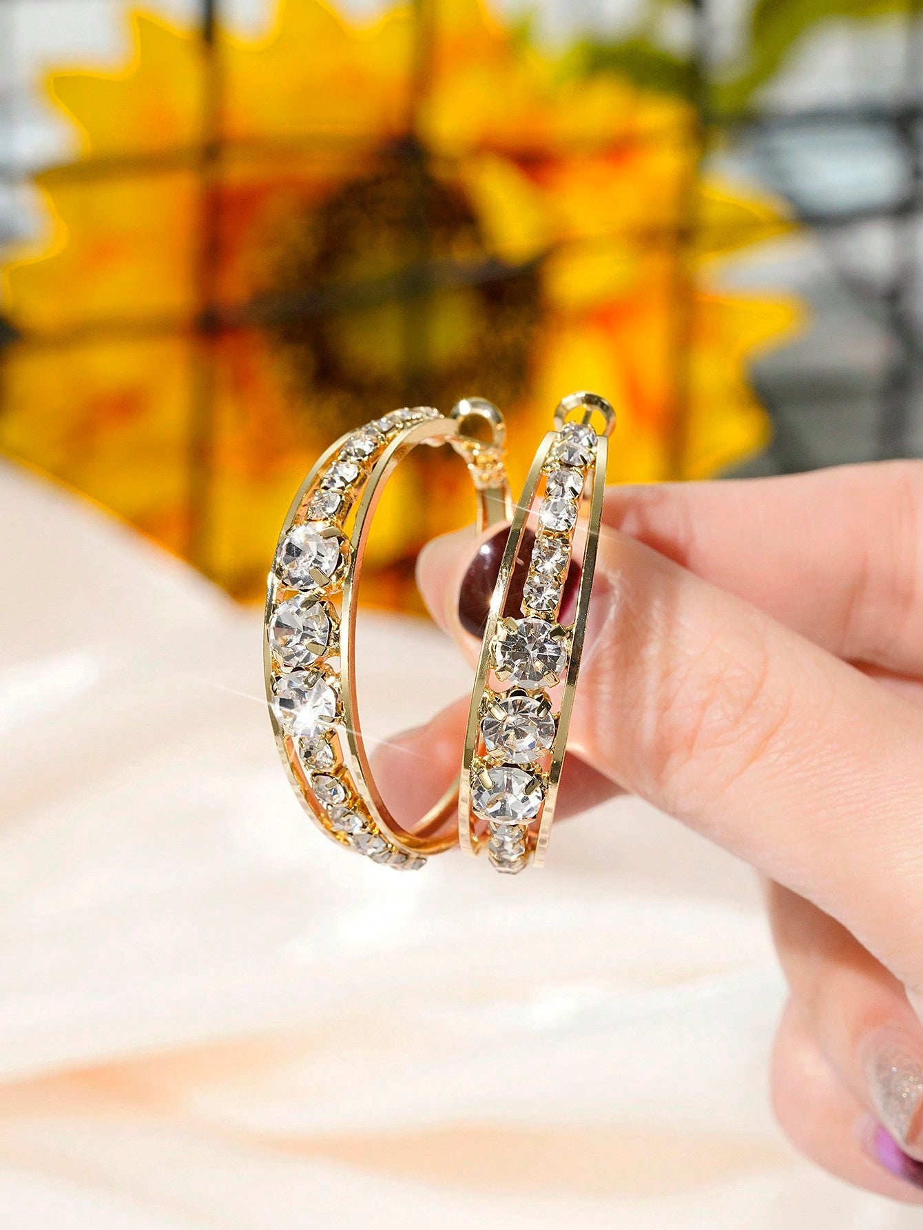 1 Pair Luxury Cubic Zirconia Hoop Earrings For Women For Wedding Anniversary Engagement Party Jewelry