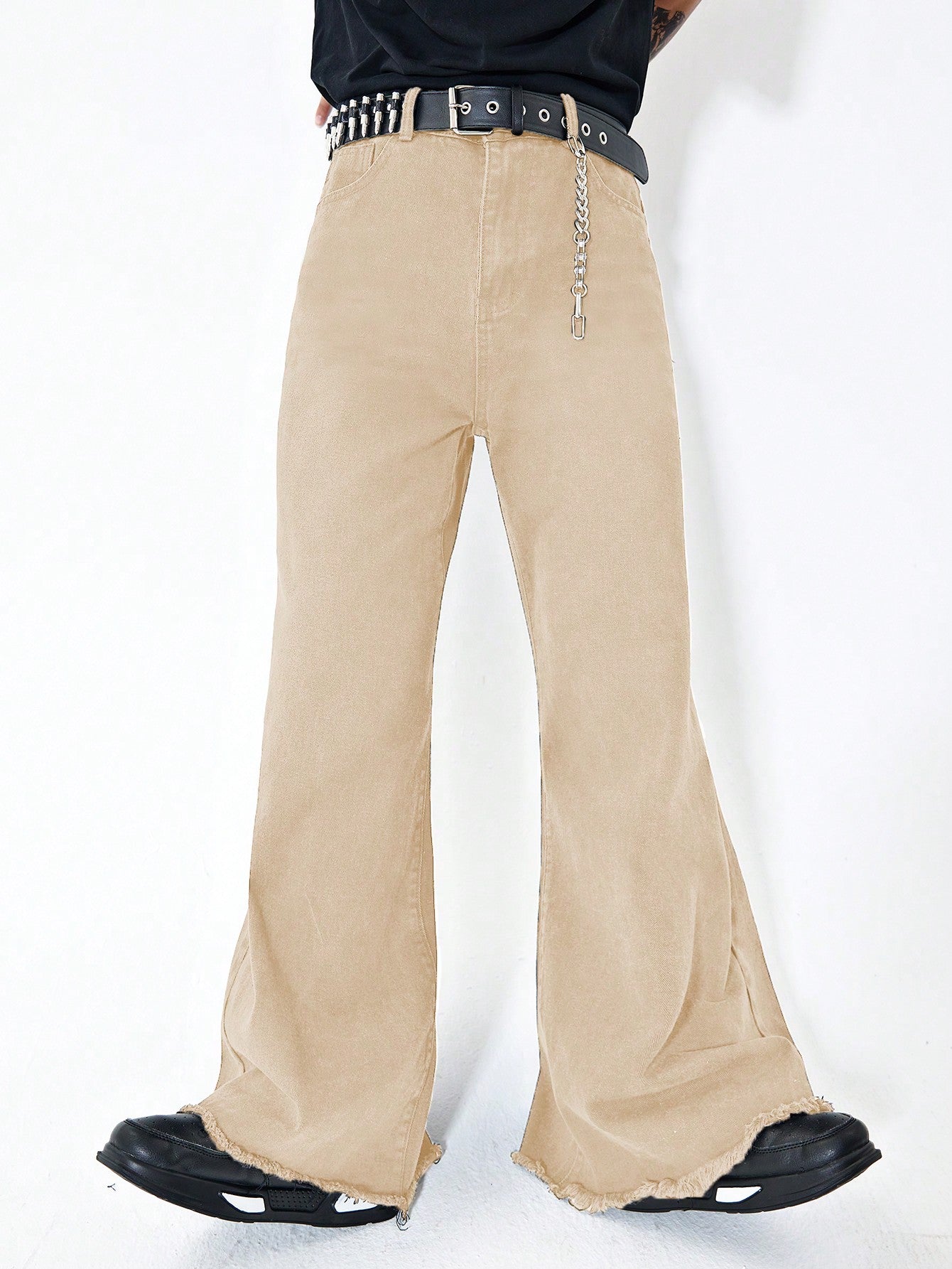 Manfinity Men's Fashionable Wide-leg Denim Flared Pants