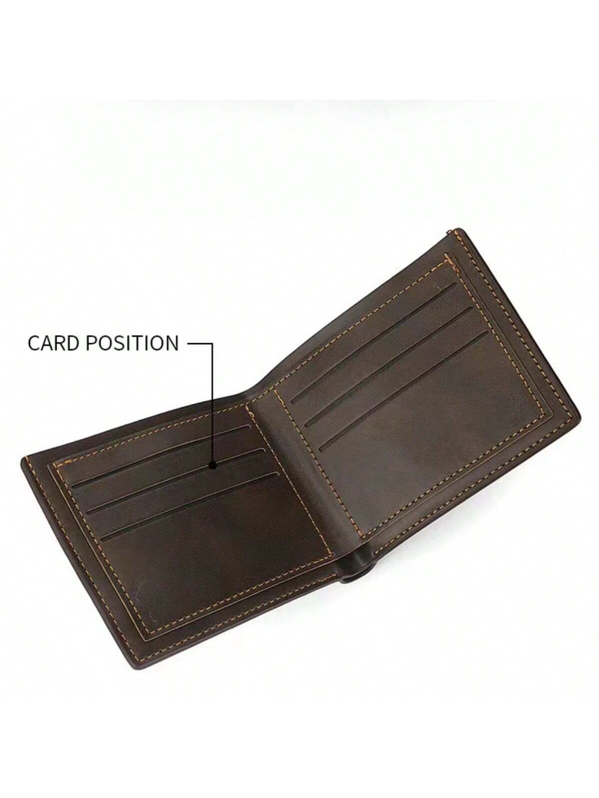 1pc Men'S Solid Pu Wallet With Large Capacity, Multiple Card Slots, Fashionable, Simple, Light Luxury, Personalized, Suitable For Father'S Day Gift, Boyfriend Gift, Daily Use