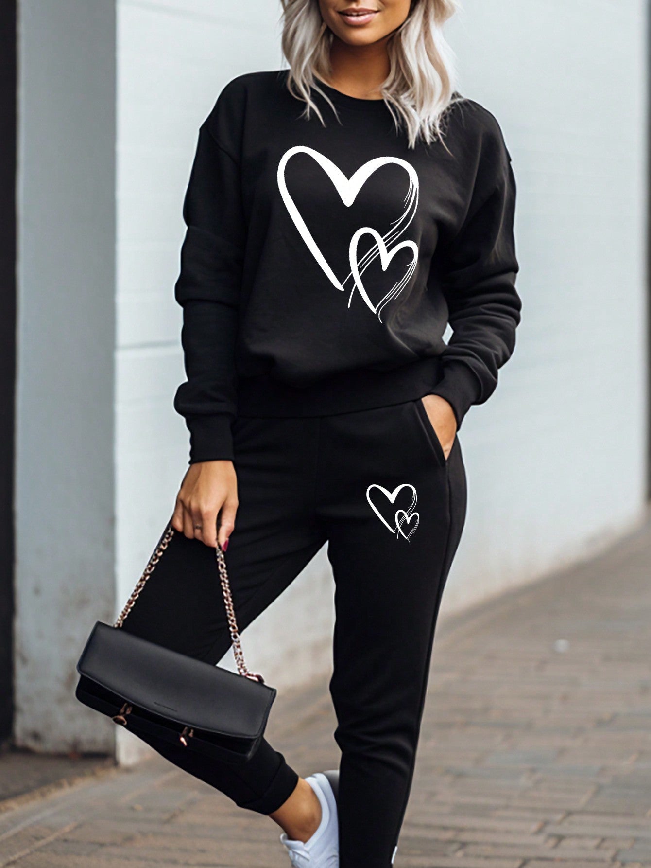 Letter Graphic Drop Shoulder Sweatshirt & Sweatpants