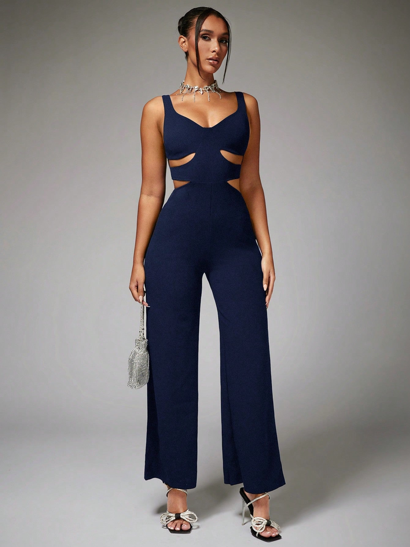 BAE Cut Out Waist Wide Leg Cami Jumpsuit