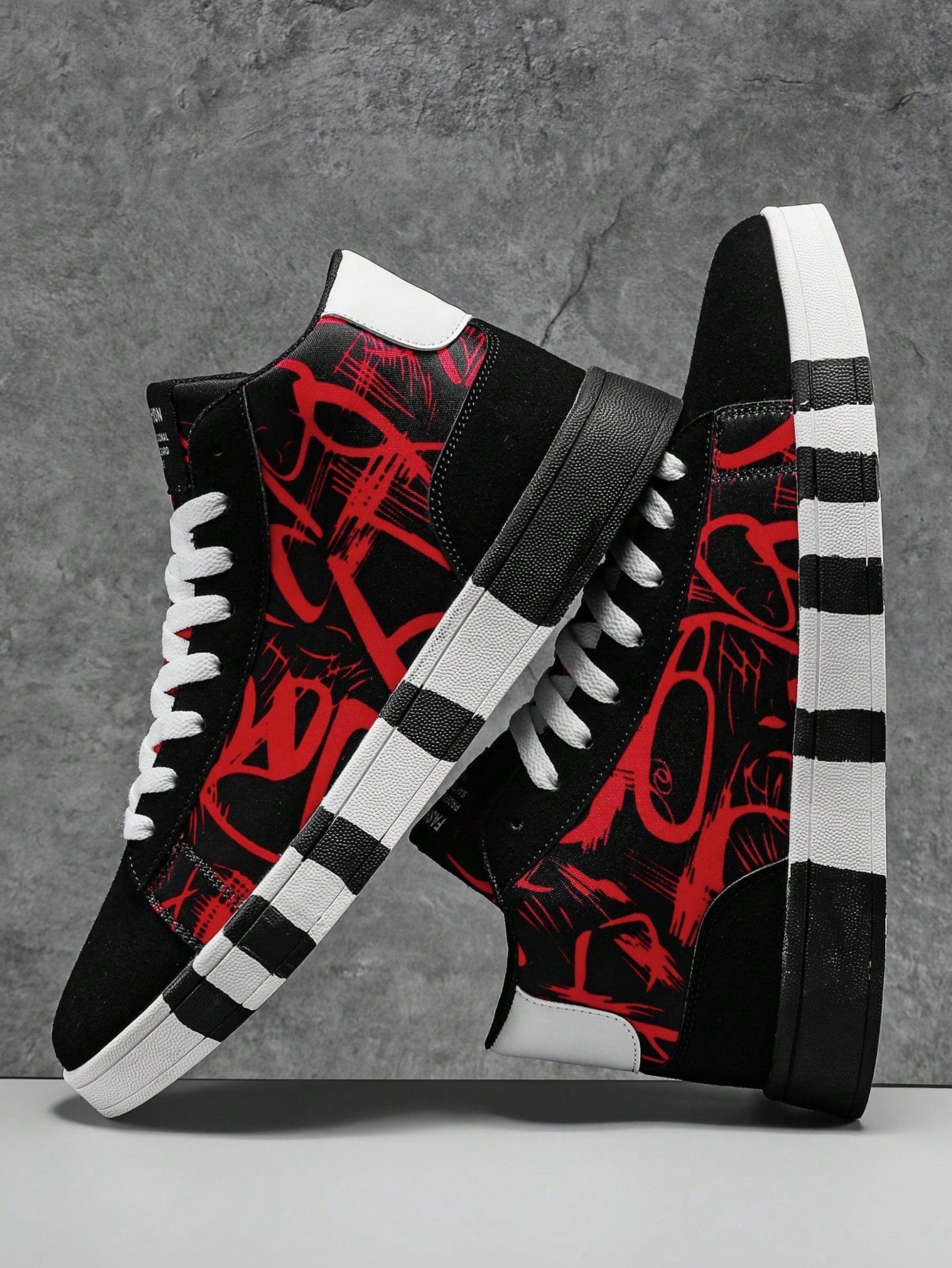 Men's Summer Graffiti Style Canvas Shoes With Tie Front, Fashionable Breathable Flat Casual Board Shoes