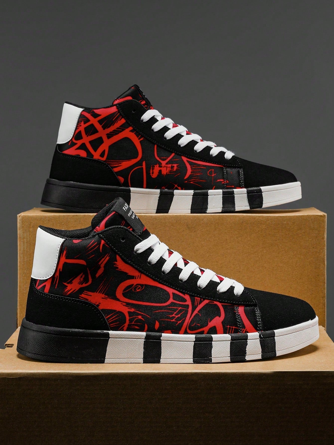 Men's Summer Graffiti Style Canvas Shoes With Tie Front, Fashionable Breathable Flat Casual Board Shoes