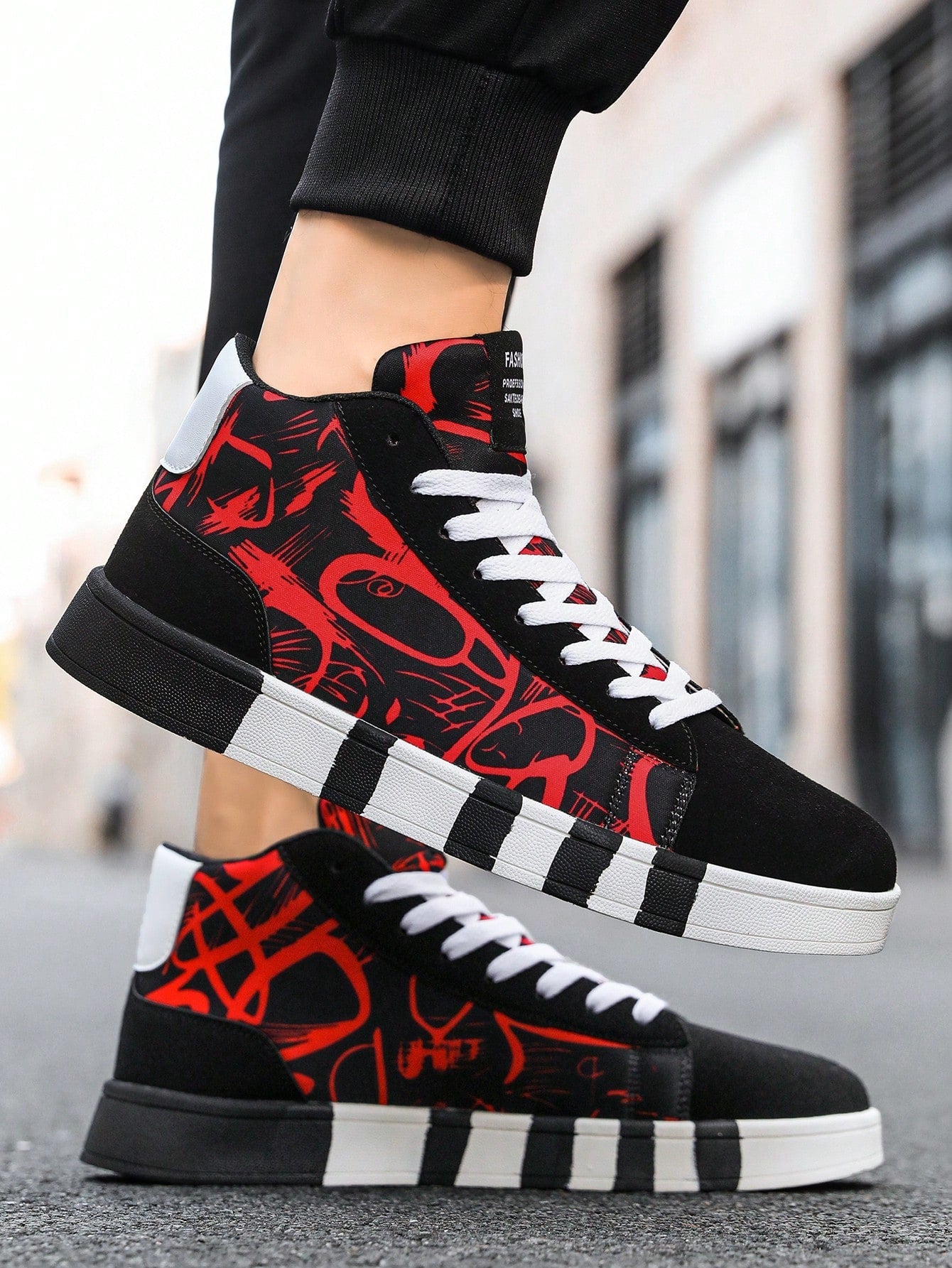 Men's Summer Graffiti Style Canvas Shoes With Tie Front, Fashionable Breathable Flat Casual Board Shoes